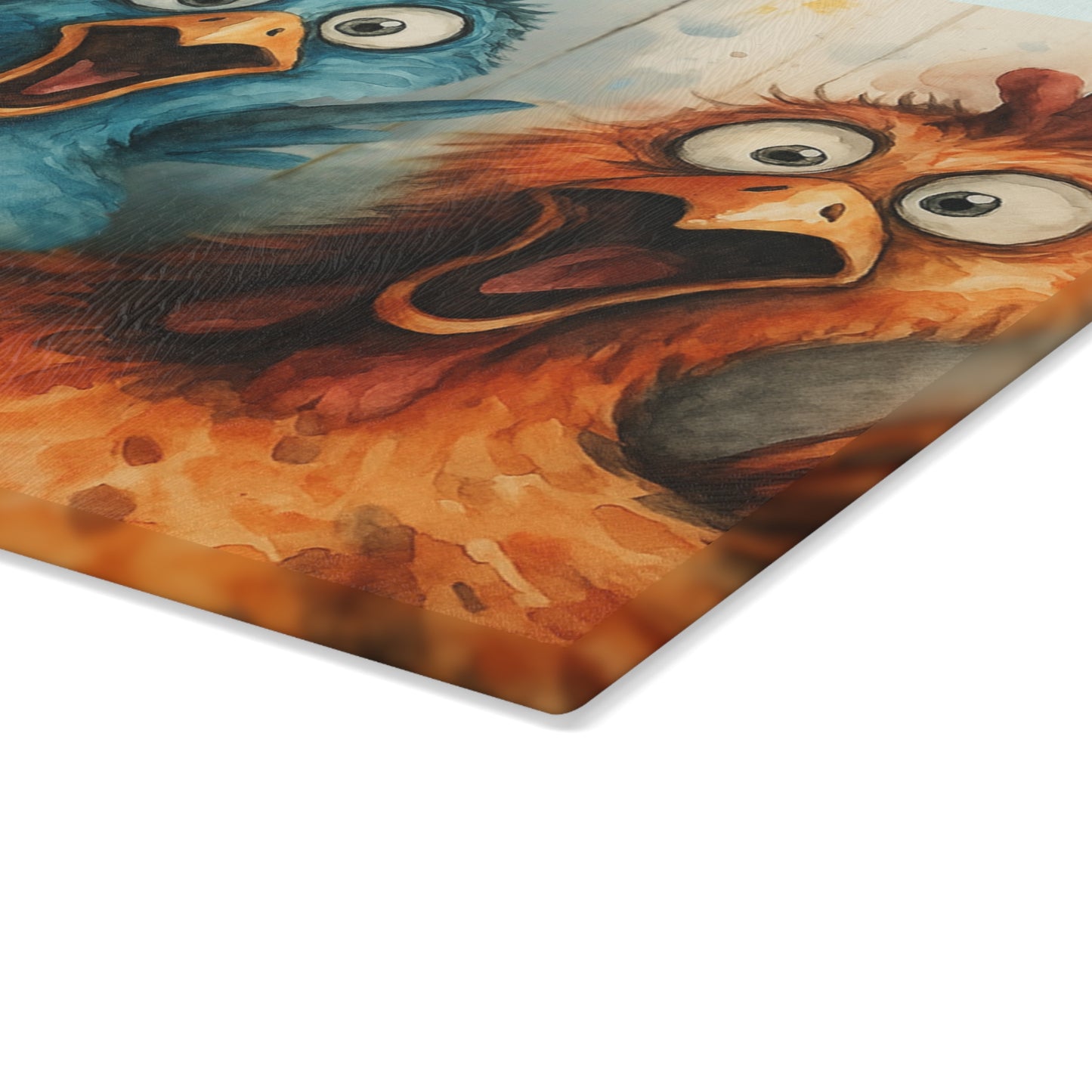 🐔🎨 Cluckin’ Crazy Fun – Colorful Chicken Glass Cutting Board for Farmhouse Charm 🐓