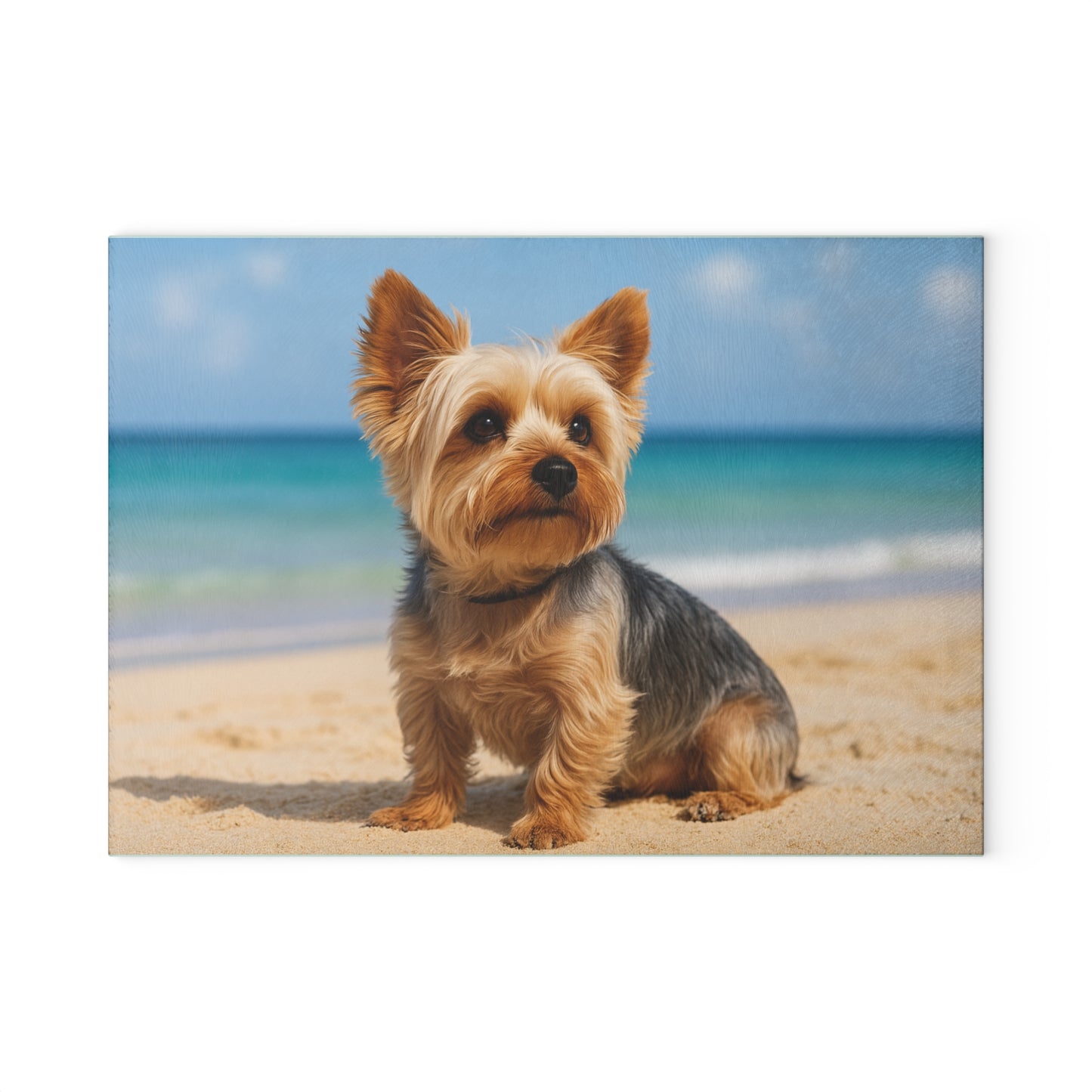 🐾🌊 Yorkie at the Beach Cutting Board – Coastal Charm for Dog Lovers 🐕