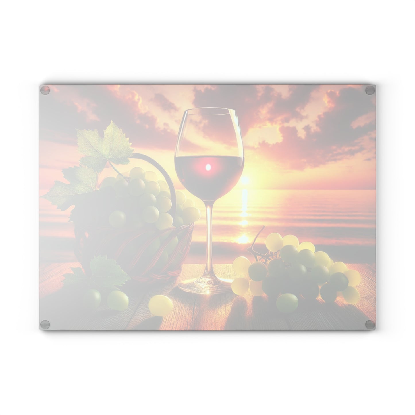 🍷🌅 Sunset Sips – Wine and Grapes Glass Cutting Board for Elegant Kitchen Vibes 🍇