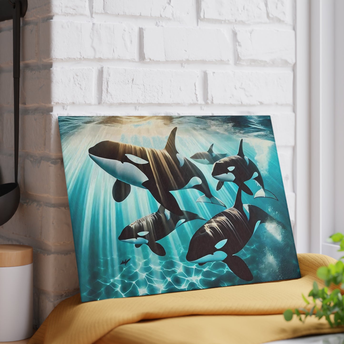 🐋✨ Orca Pod Cutting Board – Ocean Majesty for Your Kitchen 🌊