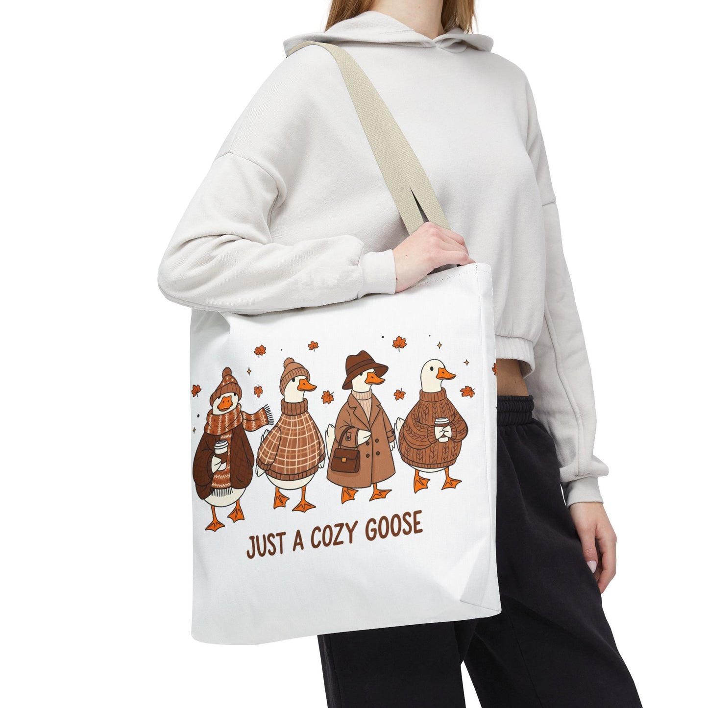 🪶 Just a Cozy Goose Tote Bag – Fall Fashion with Feathered Charm