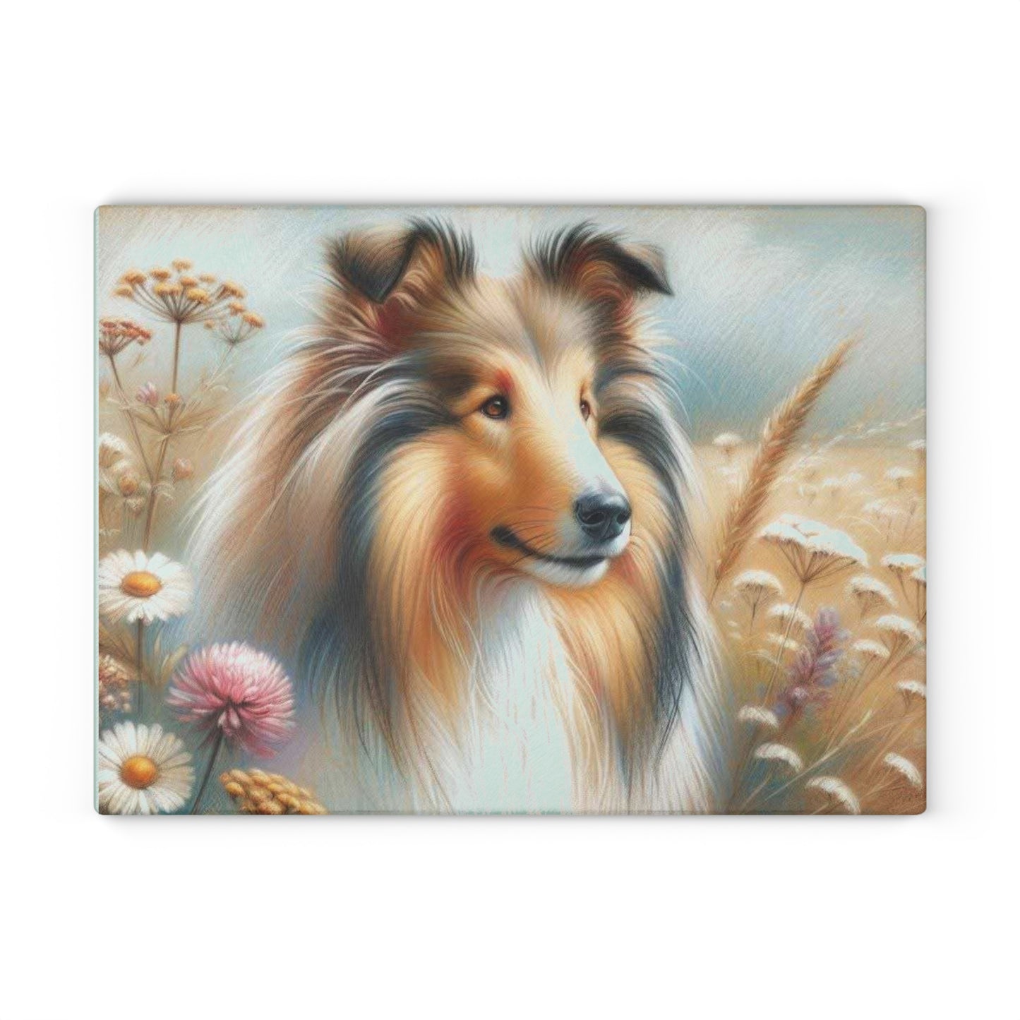 🐾 Sheltie Wildflower Cutting Board – Graceful Collie Charm for Your Kitchen 🌼