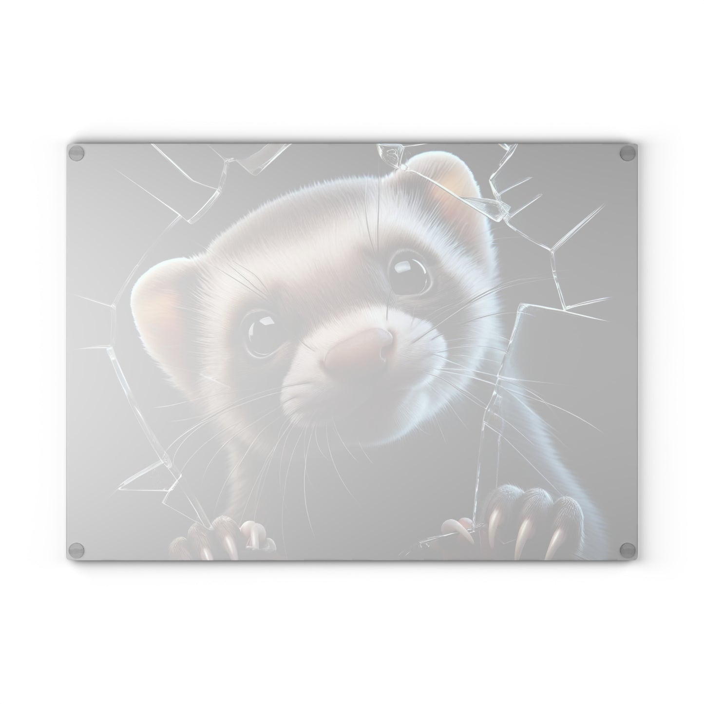 Tabla de cortar de vidrio con forma de hurón, adorable decoración de cocina para amantes de las mascotas, tabla para servir con temática de animales pequeños, regalo único para dueños de hurones, tabla para charcutería