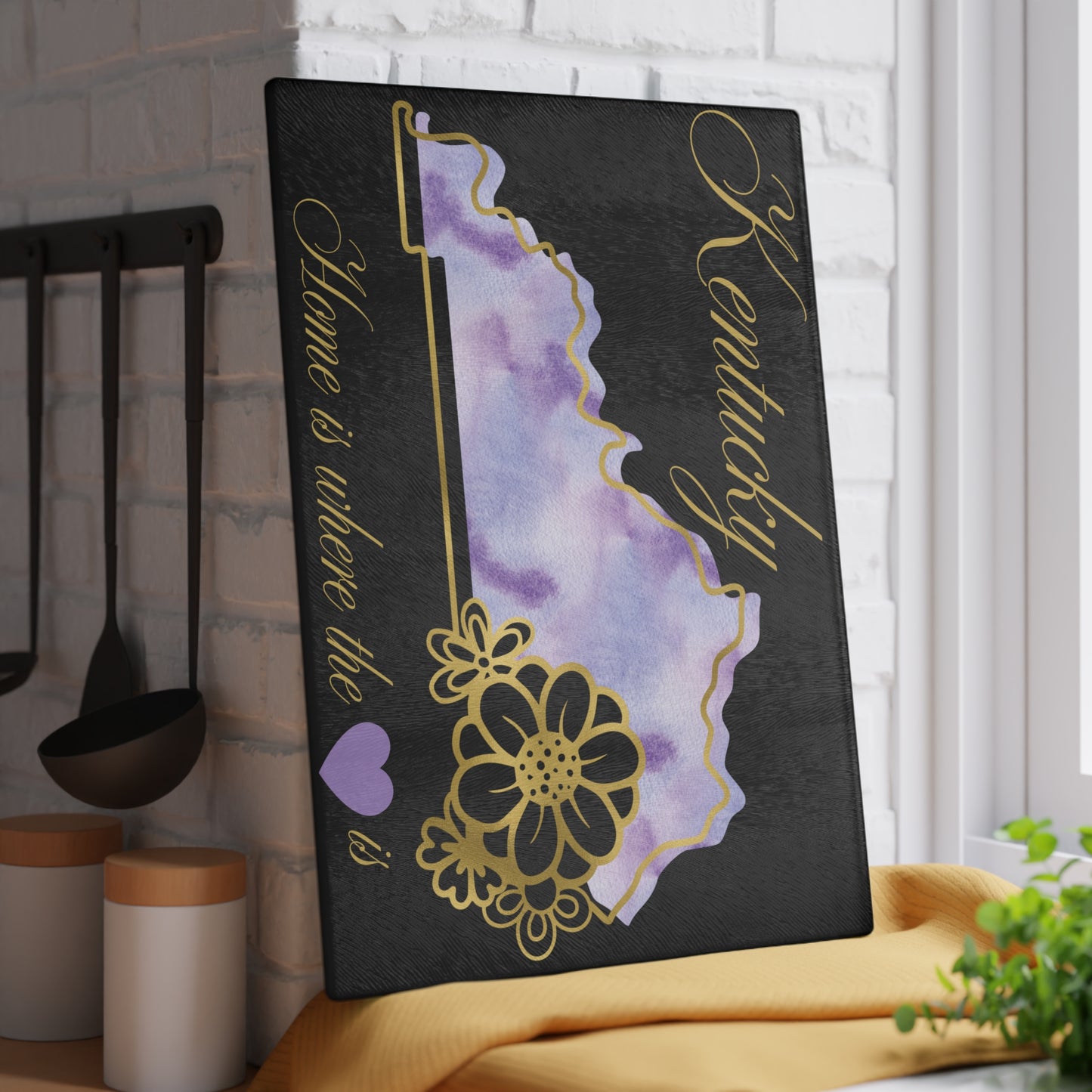 💜 Kentucky State Cutting Board – Purple Pride with Southern Heart