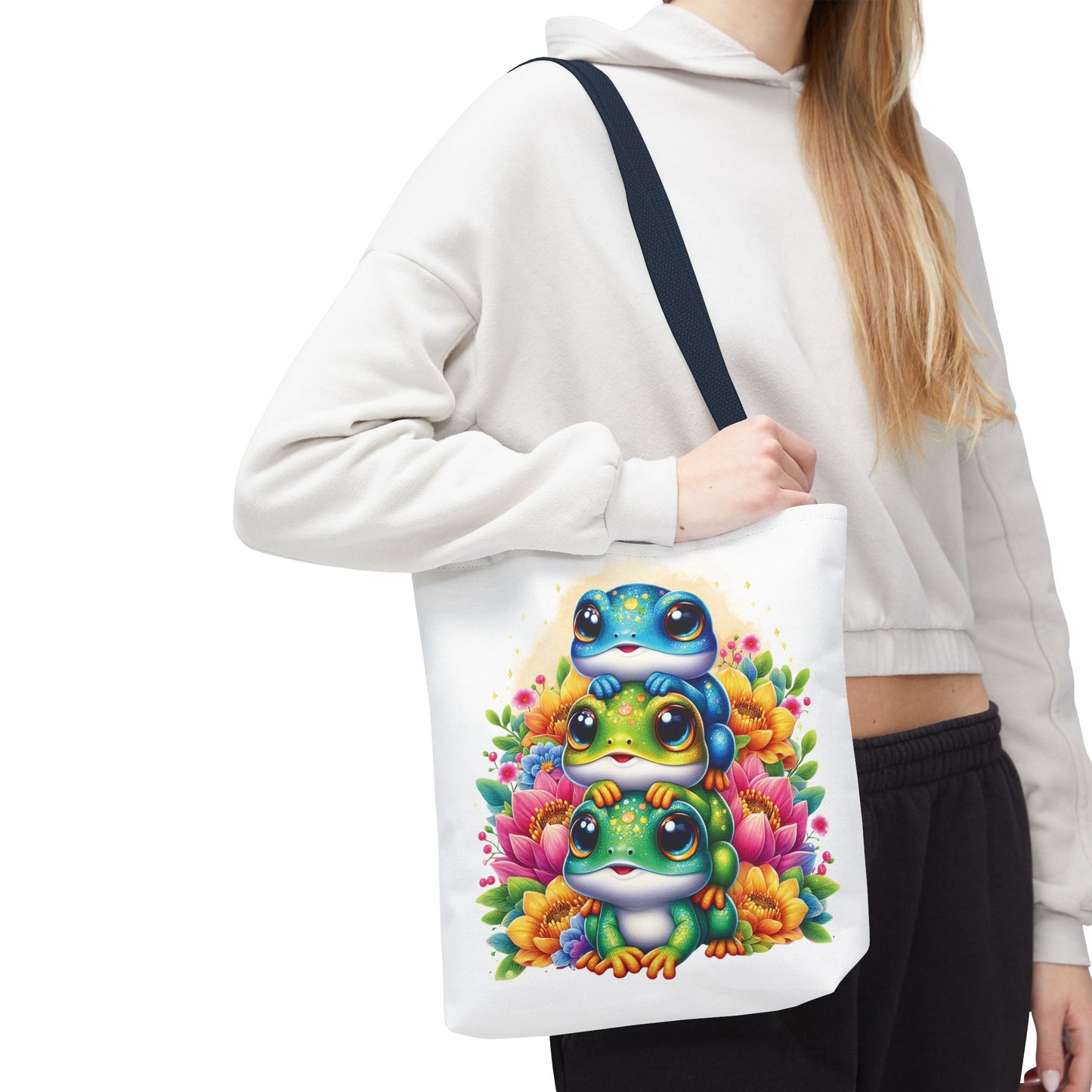 ๐ธ Stacked Frogs Floral Tote Bag โ Colorful Whimsy for Every Day ๐ธ๐