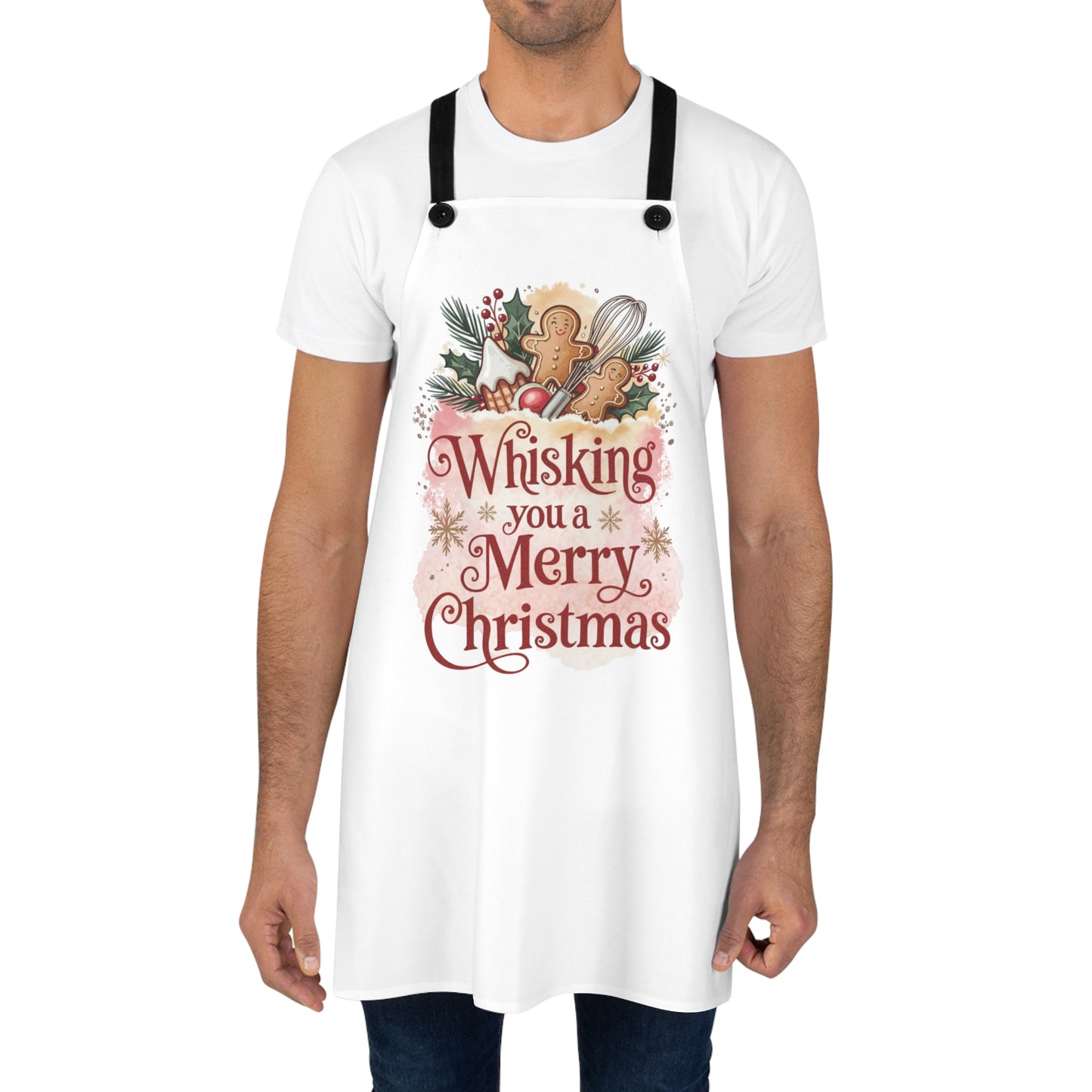 🎄🥄 “Whisking You a Merry Christmas” Holiday Baking Apron – Gingerbread, Whisks & Warm Kitchen Joy