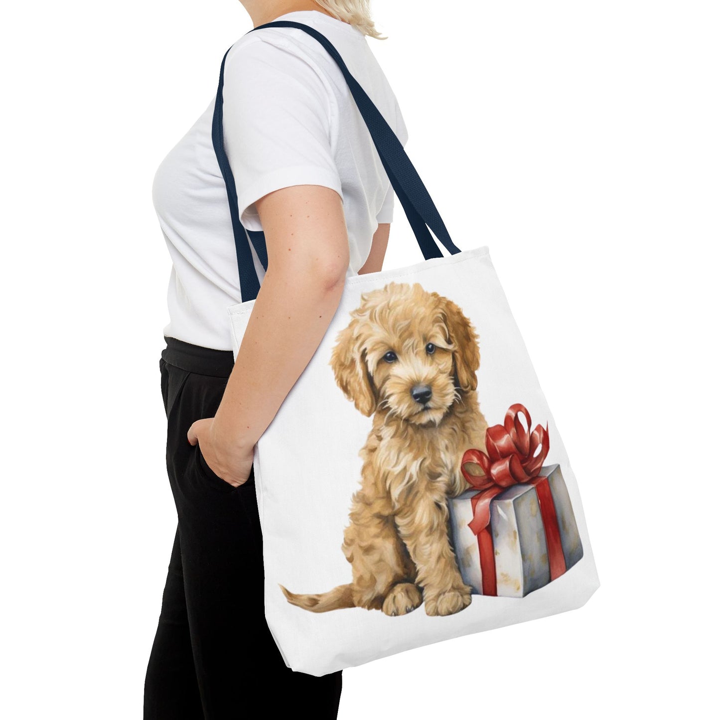🎁 Goldendoodle Puppy Tote Bag – Sweet & Snuggly Holiday Charm for Dog Lovers 🐶