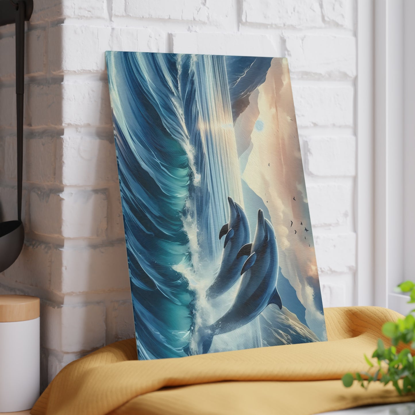 🌊🐬 Ocean Wave Dolphins Cutting Board – Coastal Elegance for Your Kitchen 🐬🌊