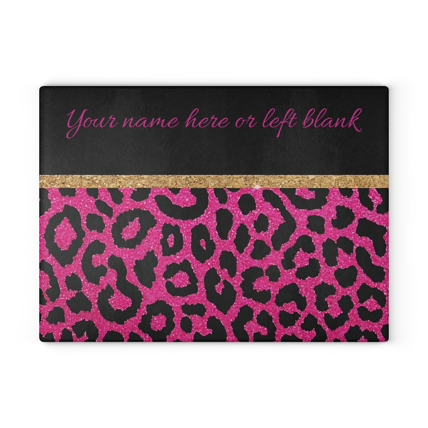 Tabla de cortar con estampado de leopardo rosa: decoración de cocina personalizada y llamativa con brillo y glamour