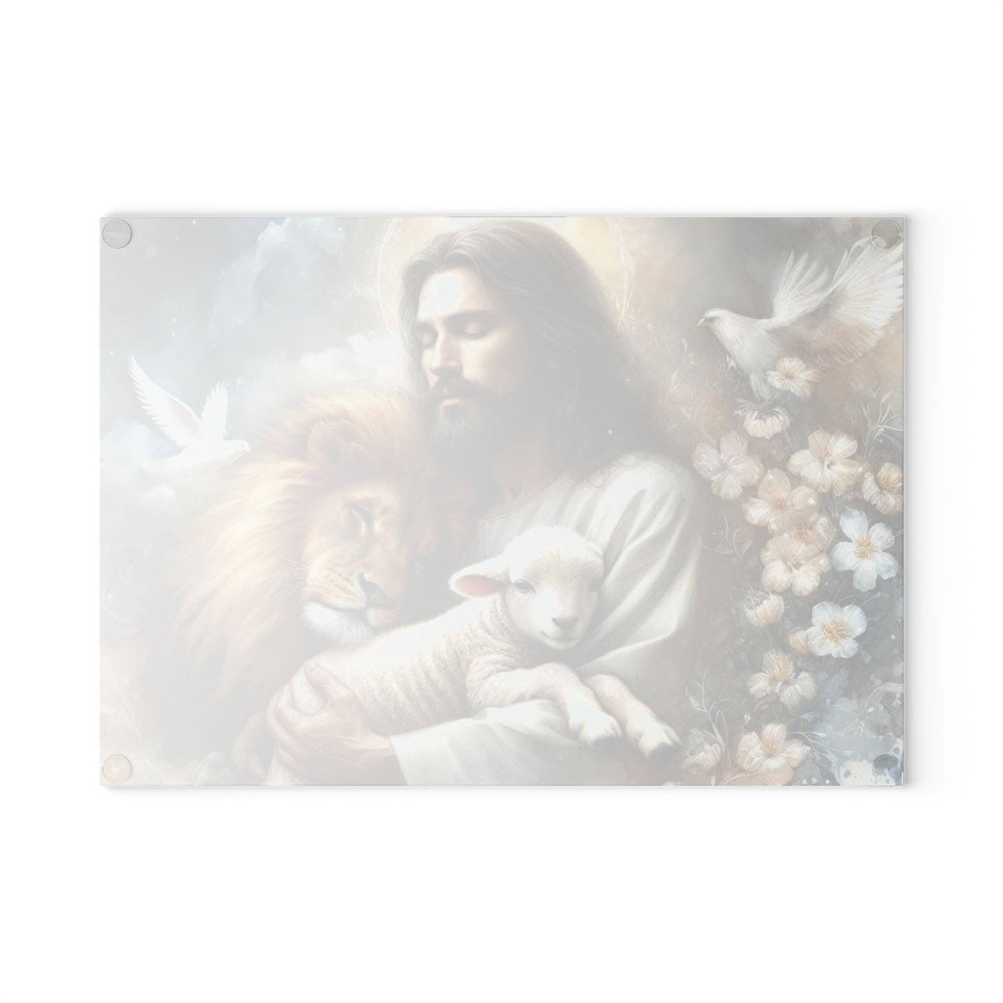 Tabla de cortar de Jesús, tabla de cortar de vidrio templado, tabla de charcutería, tabla de cortar, regalo de inauguración de la casa, tabla de cortar personalizada