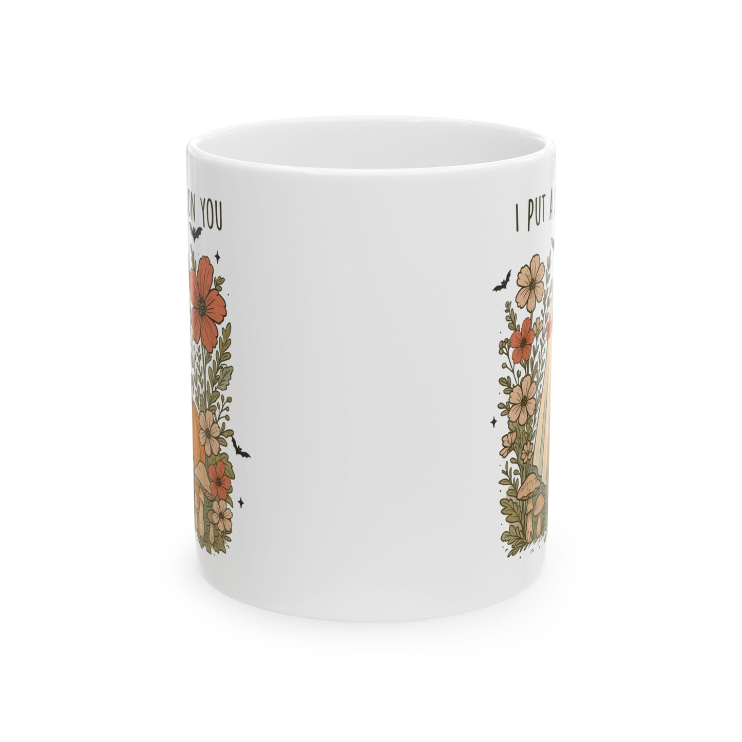 🎃 "I Put a Spell on You" Halloween Mug – Ghostly Charm with Autumn Blooms 👻🍄