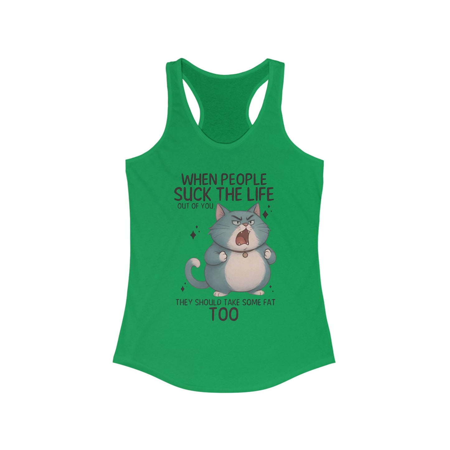 😾 "Cuando la gente te chupa la vida" Gato Enojado – Camiseta sin mangas divertida