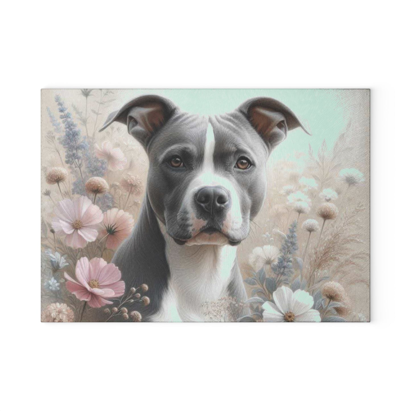💗 Pit Bull Floral Cutting Board – Gentle Strength with Blooming Beauty 🌸