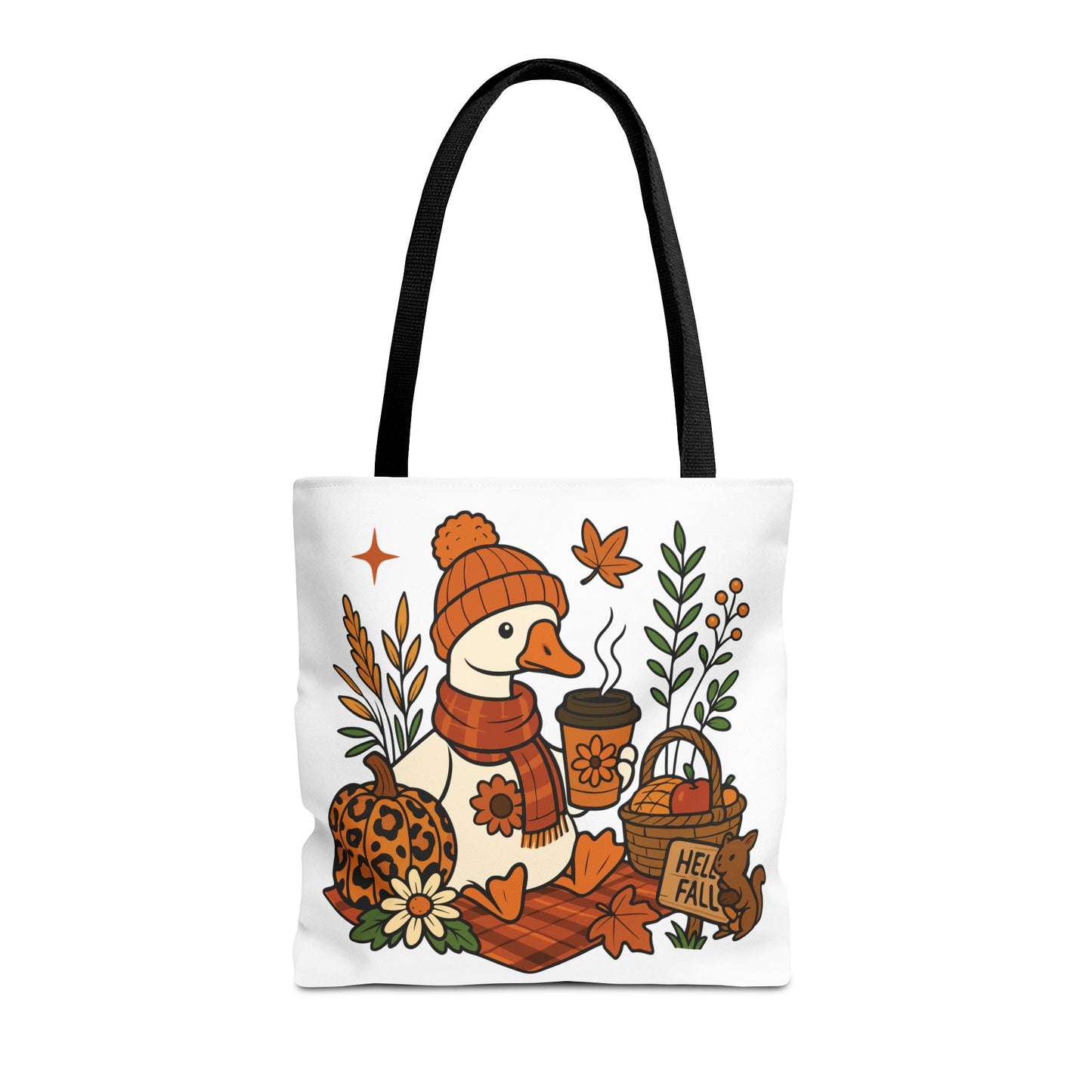 🧣 Hello Fall Cozy Duck Tote Bag – A Quirky Autumn Hug in a Bag 🍂🦆
