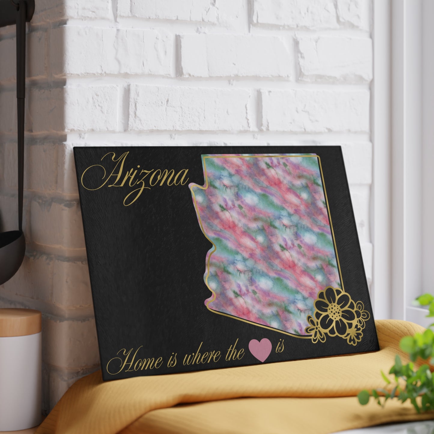 🌵 Arizona Floral State Cutting Board – Desert Charm with a Watercolor Twist 🌸