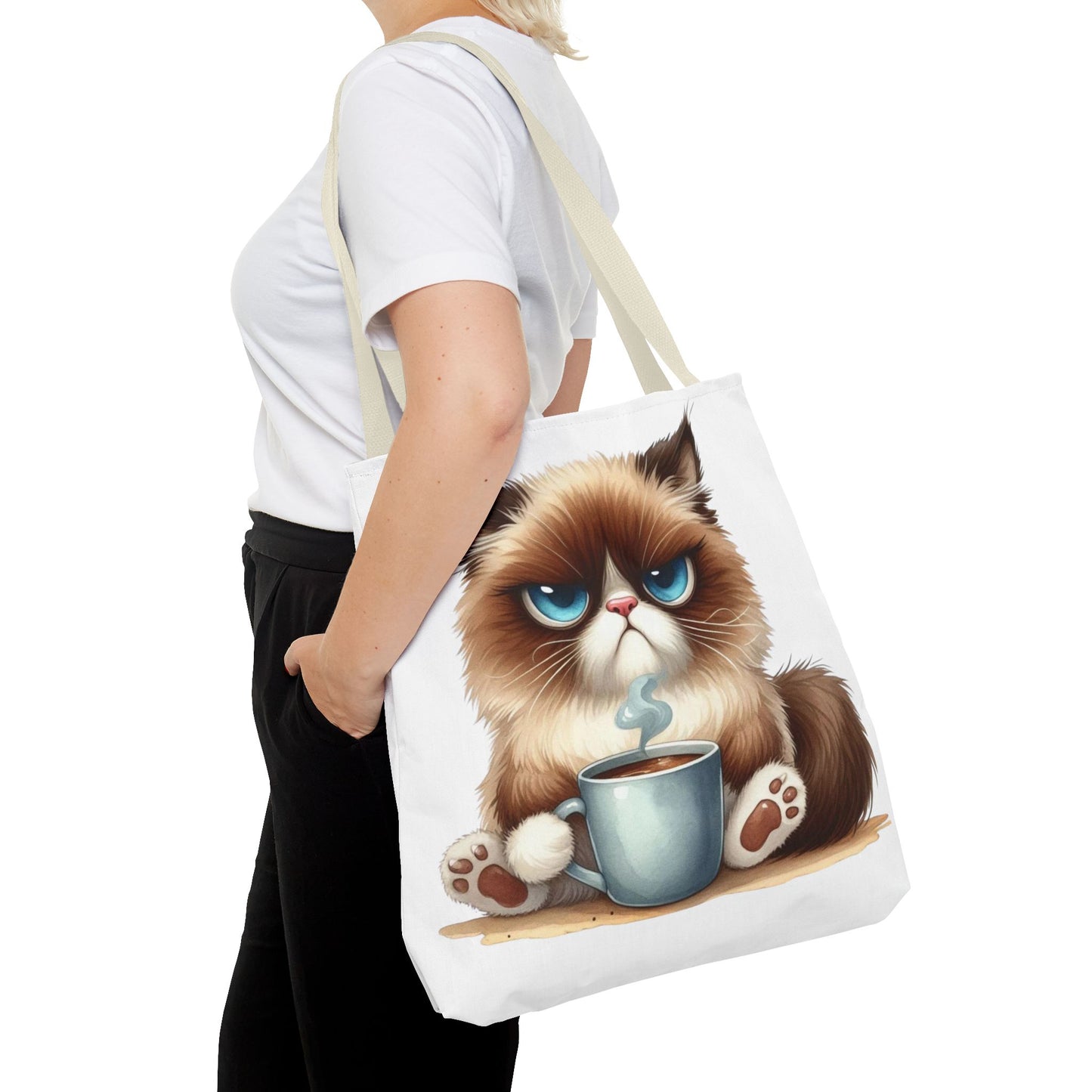 Bolsa de mano personalizada de Grumpy Cat con nombre personalizado: regalo divertido y sarcástico para amantes de los gatos. Bolsa única y práctica para uso diario. Bolsa de mano de Grumpy Cat: perfecta para amantes de los gatos y almas sarcásticas.