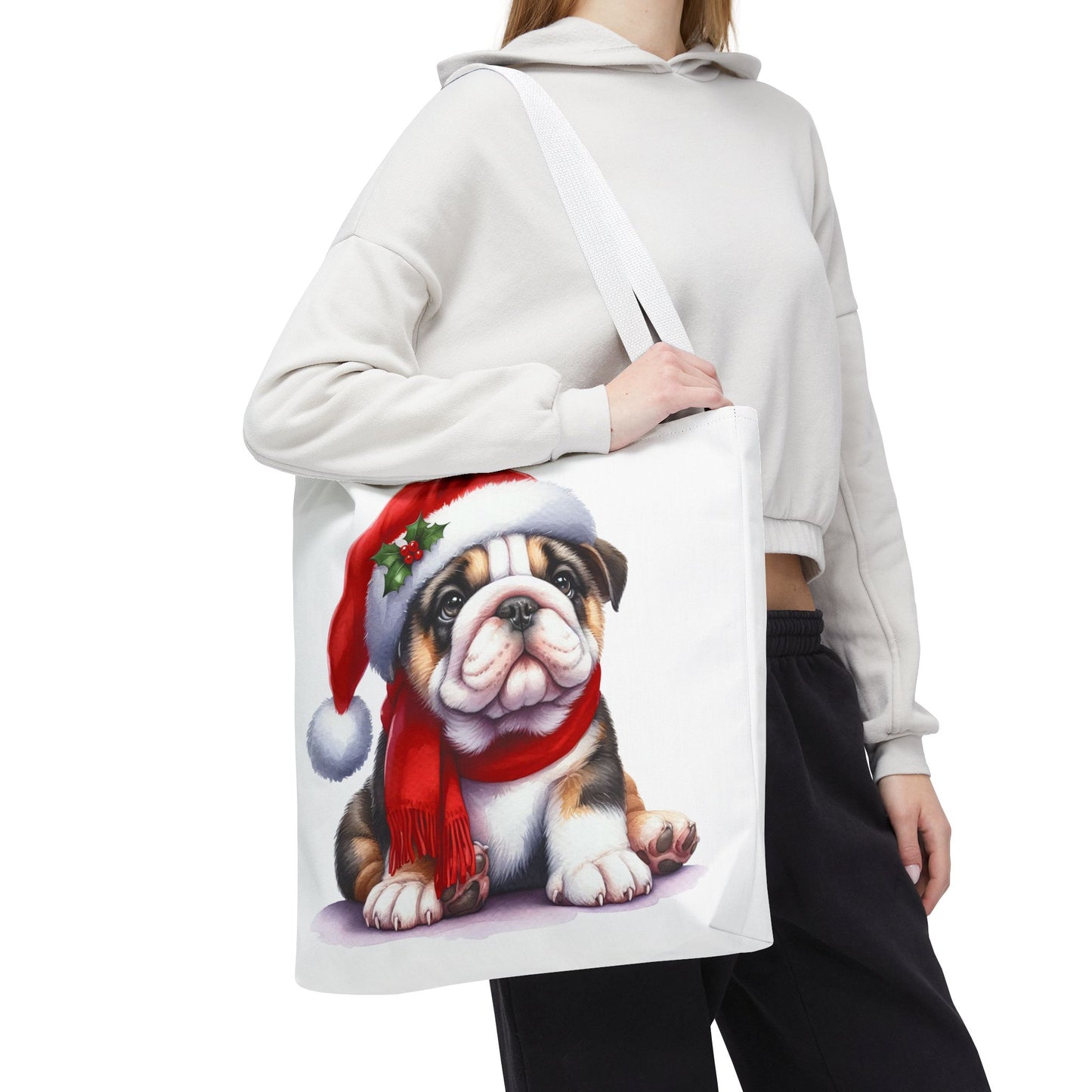 🎅 Bulldog Christmas Tote Bag – Cozy Holiday Style for Dog Lovers 🐾