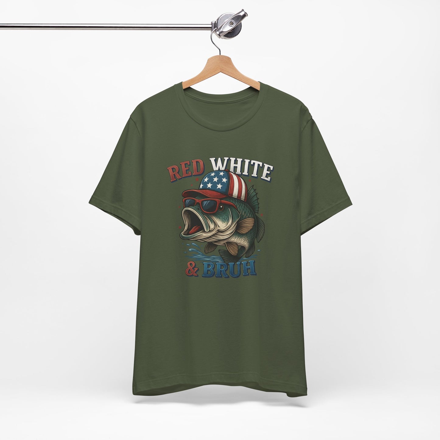 Divertida camiseta patriótica de pescado, con estampado rojo, blanco y negro, unisex, ideal para el 4 de julio, regalo para papá, ideal para barbacoas de verano.