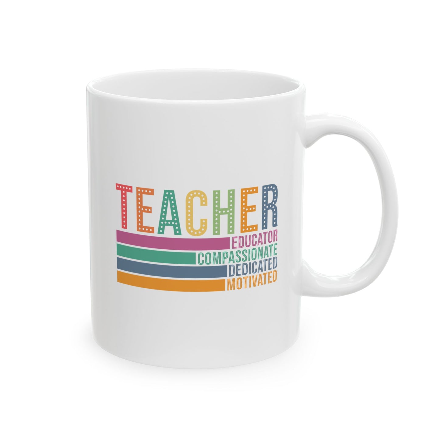 🍎 Motivated Teacher Mug – Educator, Compassionate, and Proud 💛📚
