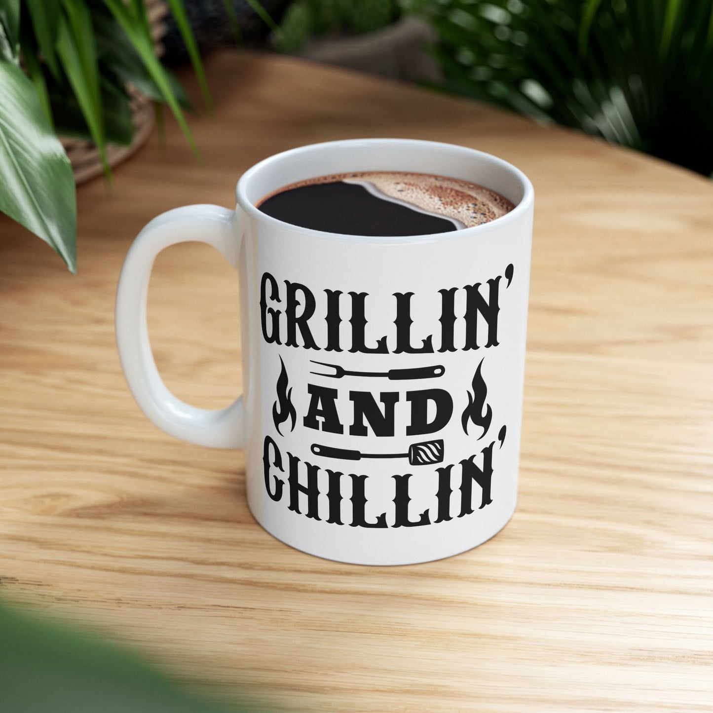 🔥☕ Grillin and Chillin – Funny BBQ Dad Coffee Mug (11oz & 15oz) ☕🔥