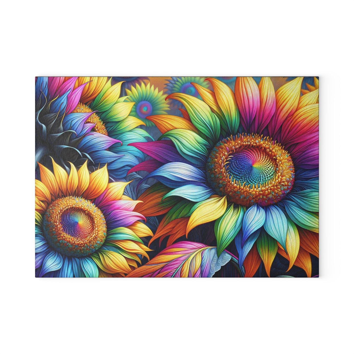 🌻🌈 Rainbow Sunflower Cutting Board – Vibrant Farmhouse Charm for Your Kitchen 🌈🌻