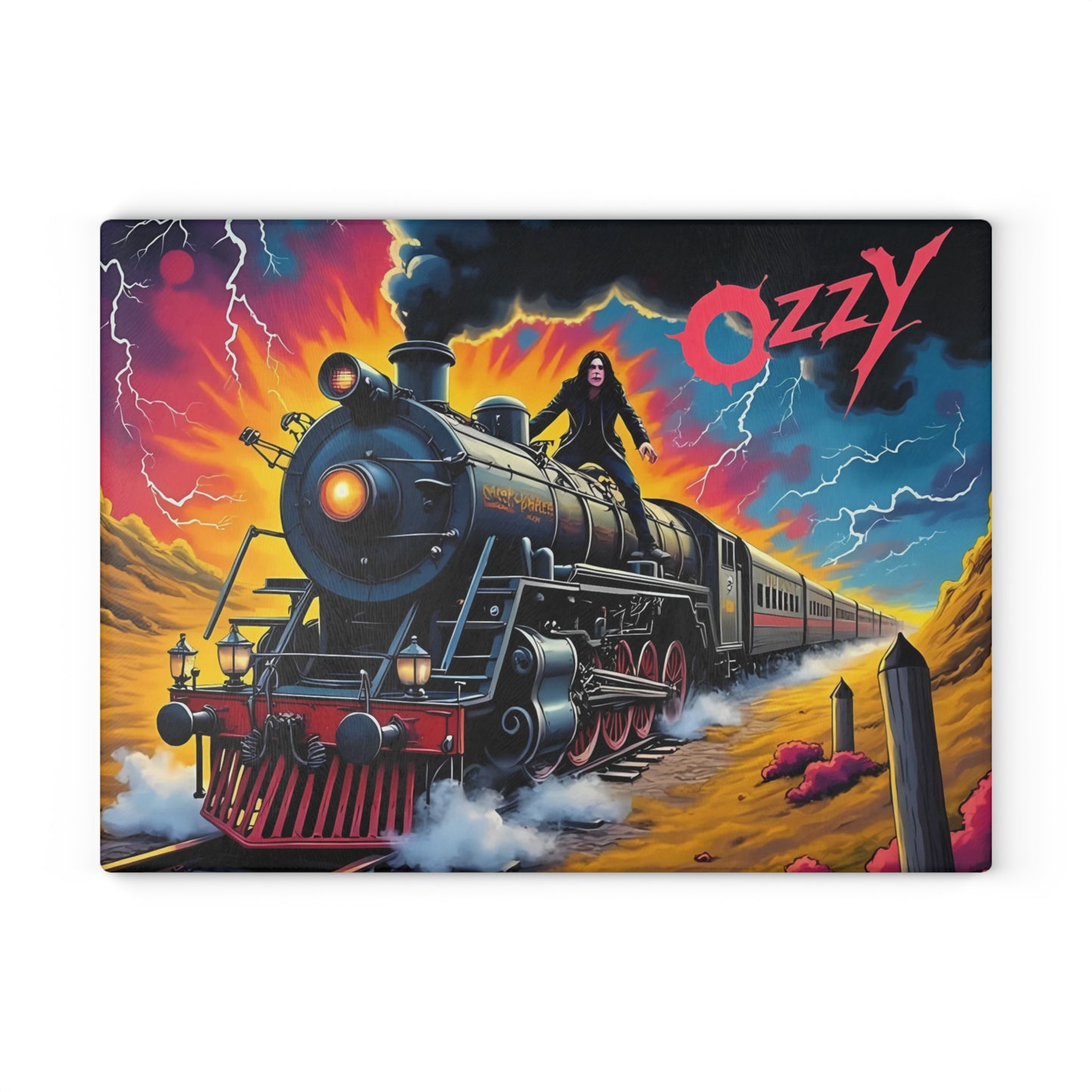 🚂⚡ Storm Train Inferno Cutting Board – Electrifying Energy Meets Bold Rebel Vibes 🔥🎸
