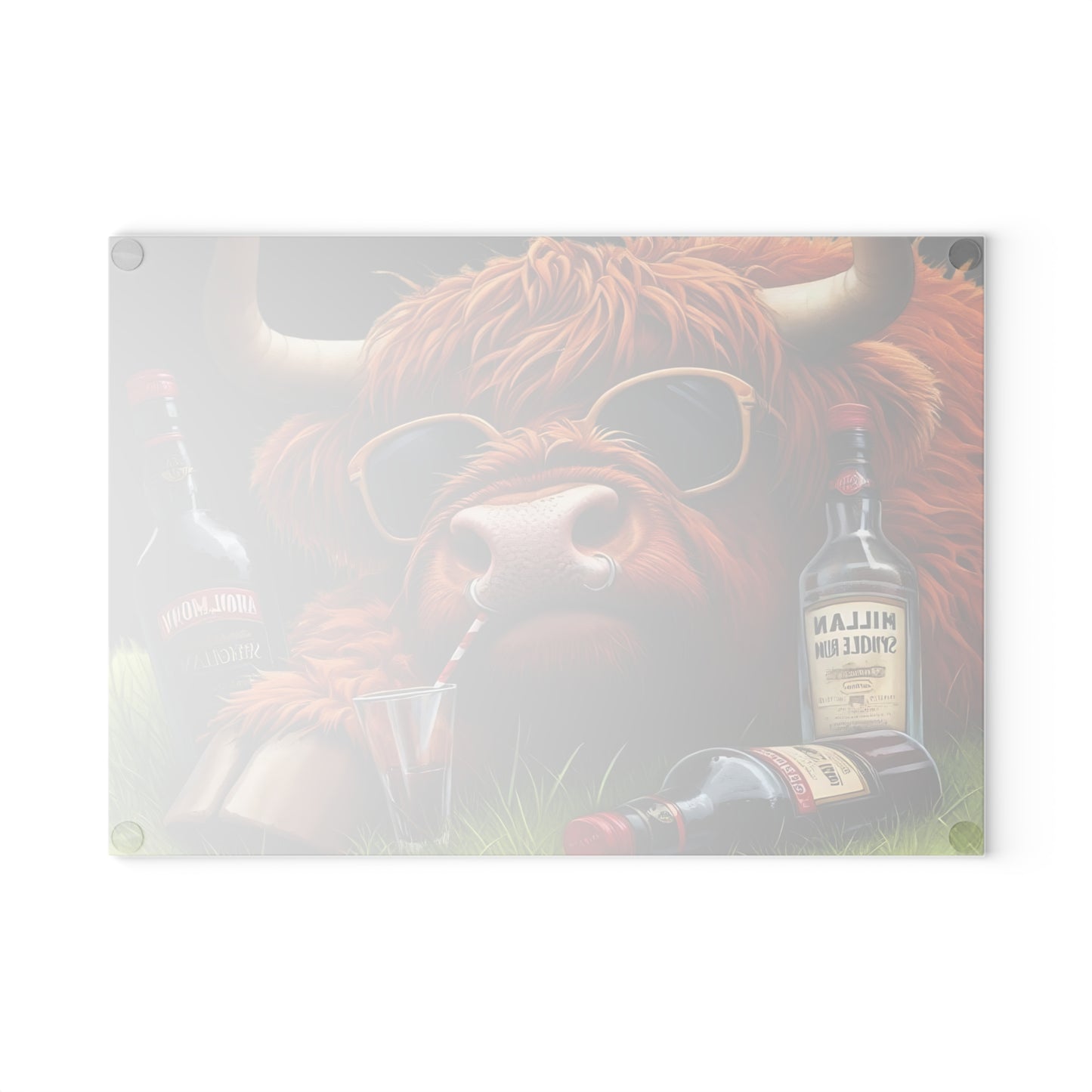 Tabla de cortar de vaca, tabla de cortar de vidrio templado, tabla de charcutería, tabla de cortar, regalo de inauguración de la casa, tabla de cortar personalizada, regalo de whisky