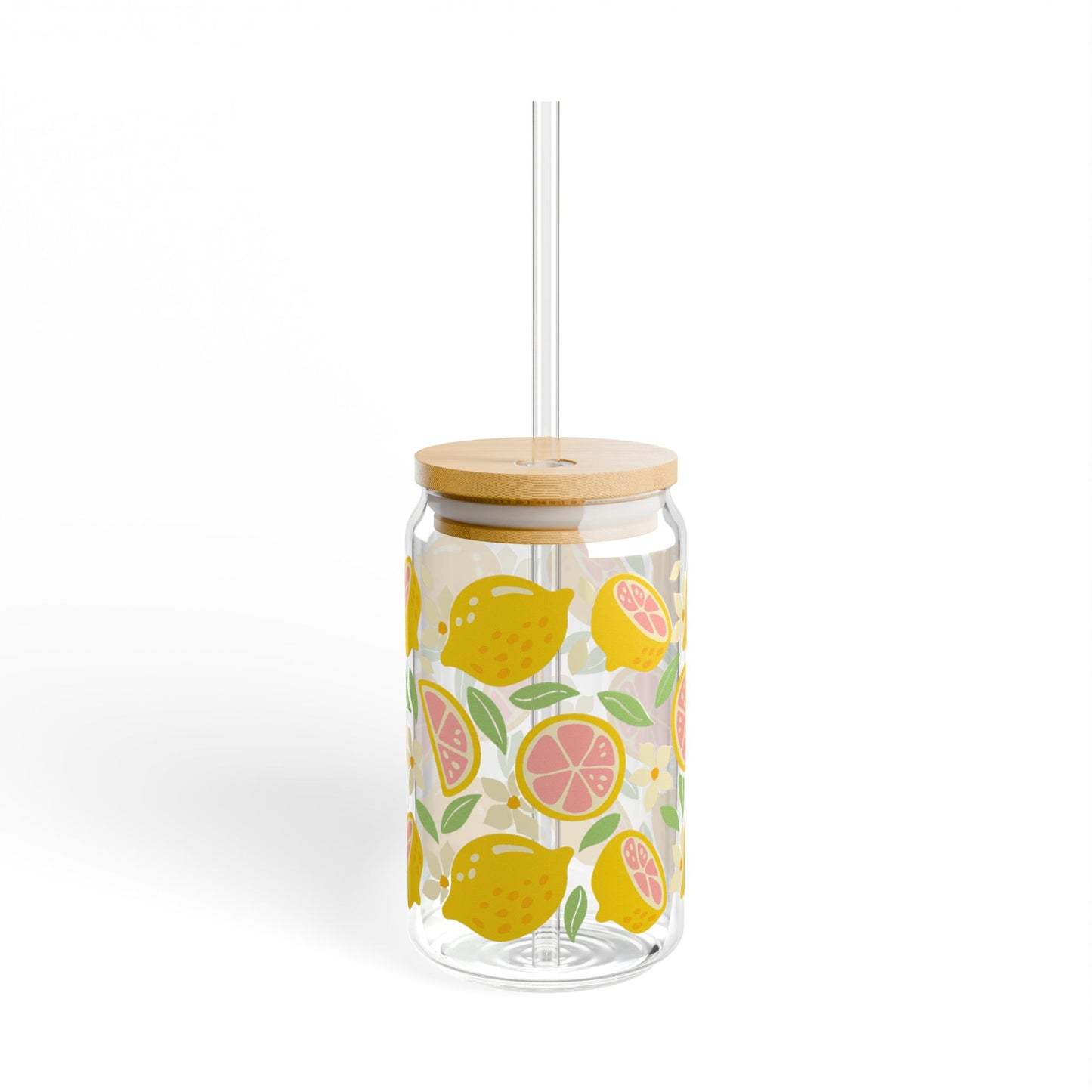 🍋🌸 Citrus Bloom Sipper Glass – 16oz Zesty Sunshine for Your Day 🌞🍊