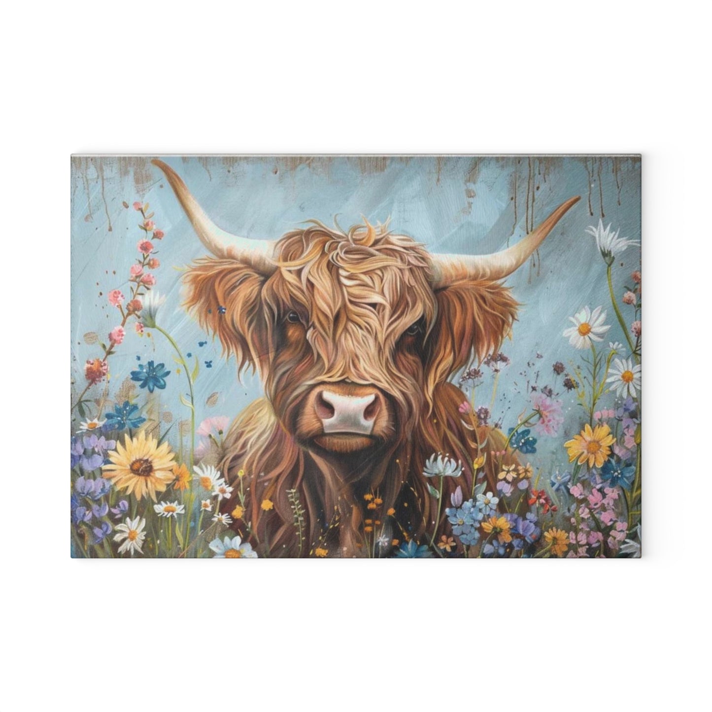 Tabla de cortar de vaca, tabla de cortar de vidrio con diseño de vaca de las Highlands, decoración de cocina con diseño de vaca, tabla de cortar para regalo de casa nueva, tabla de charcutería, regalos de vaca de las Highlands