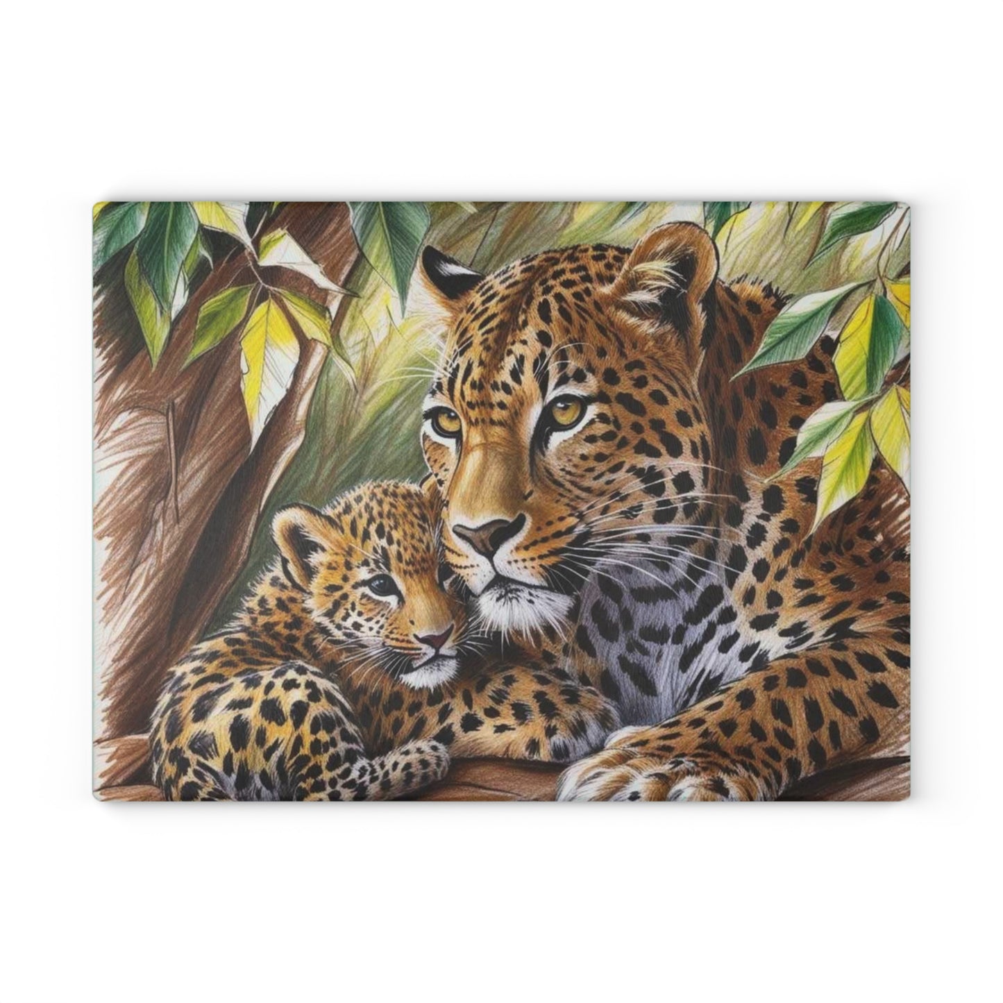 🐆🌿 Leopard Pair in the Forest Cutting Board – Wild Elegance Meets Cozy Charm 🌸🌳