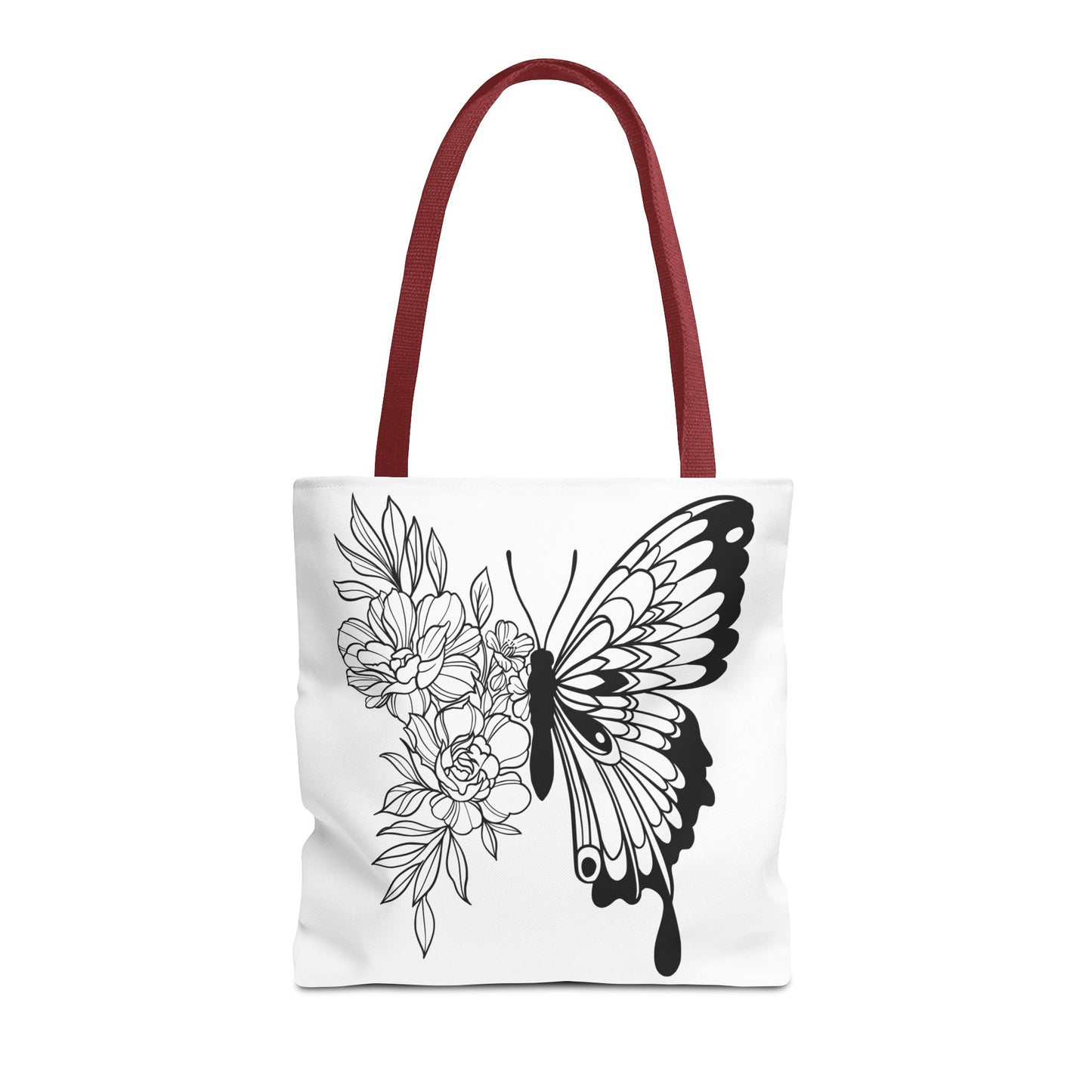 🦋 Black & White Butterfly Floral Tote Bag – Elegant Simplicity in Every Carry 🌸👜
