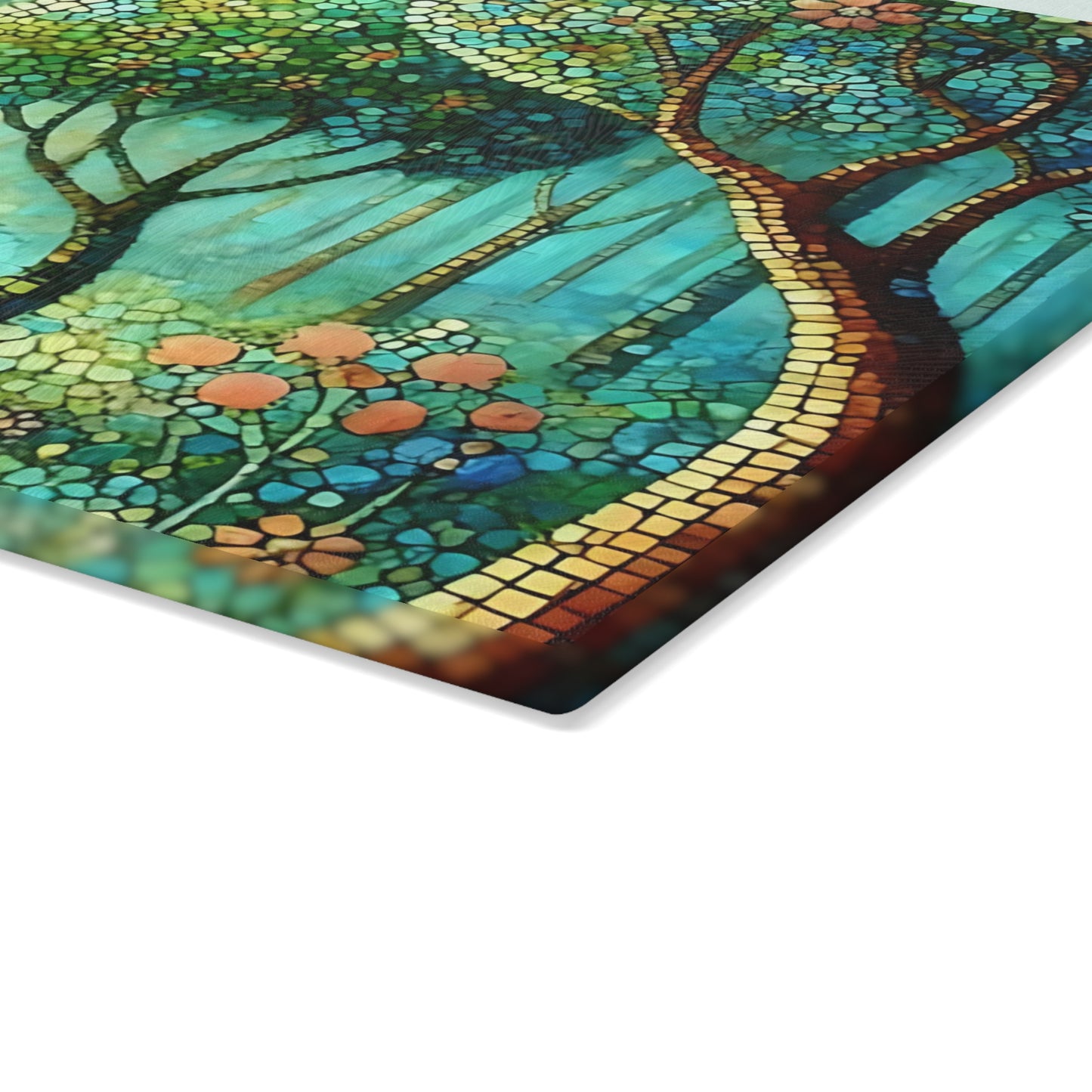 Tabla de cortar de vidrio templado con diseño de mosaico – Artistic Nature Design