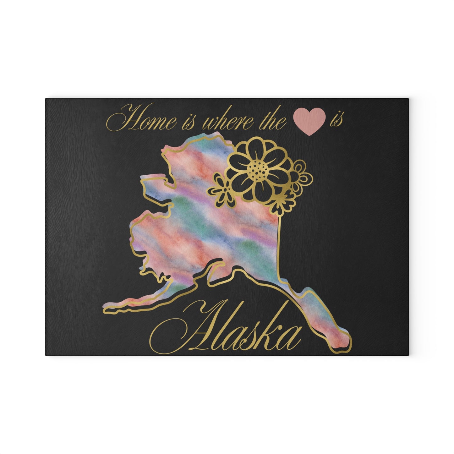 🌈 Alaska Floral Cutting Board – Rainbow Watercolor Charm for The Last Frontier 🌸