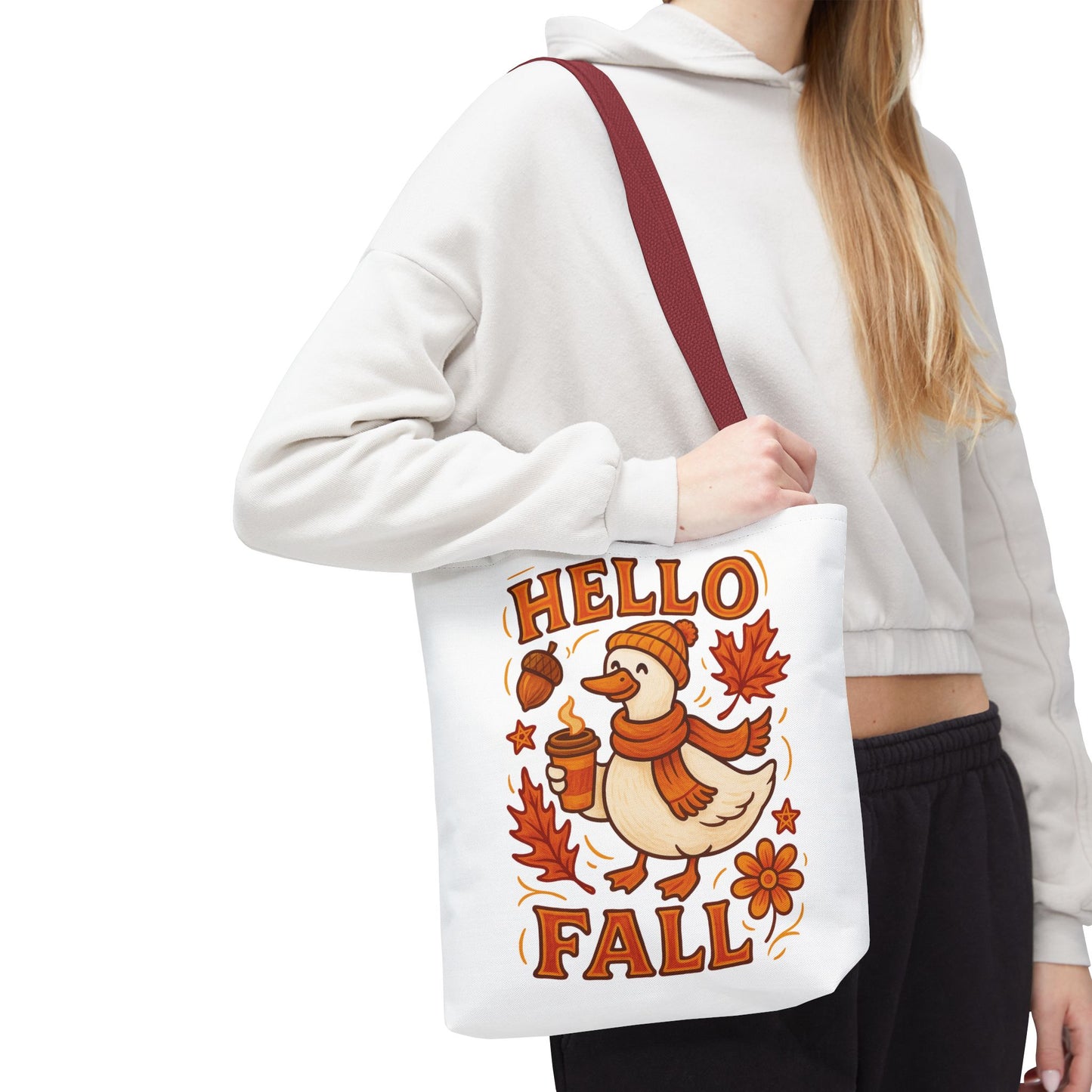 🧡 Hello Fall Duck Tote Bag – Cozy Autumn Vibes & Feathered Charm 🍂🦆