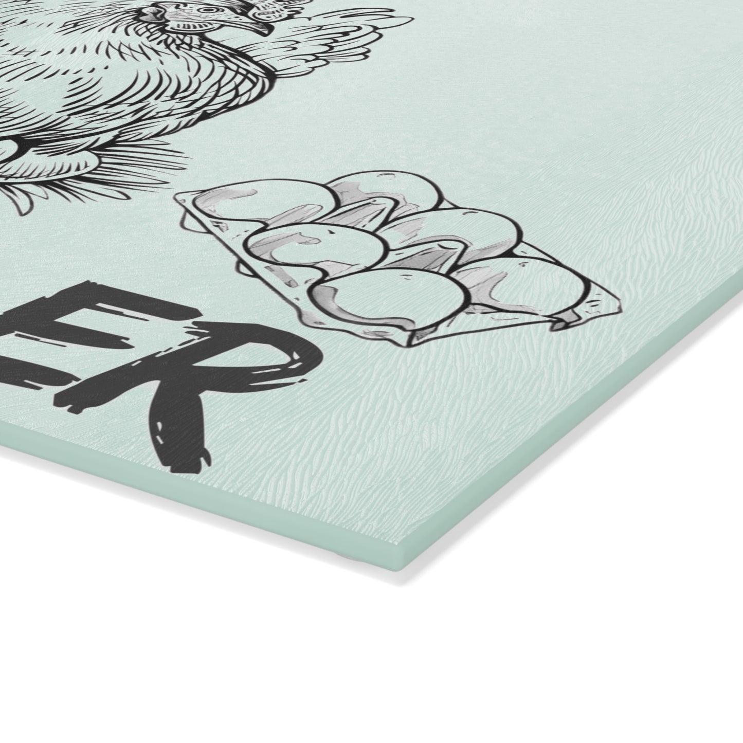 Local Egg Dealer – Chicken Sitting on Eggs Glass Cutting Board, Farm Fresh Kitchen Decor, Egg Carton Design