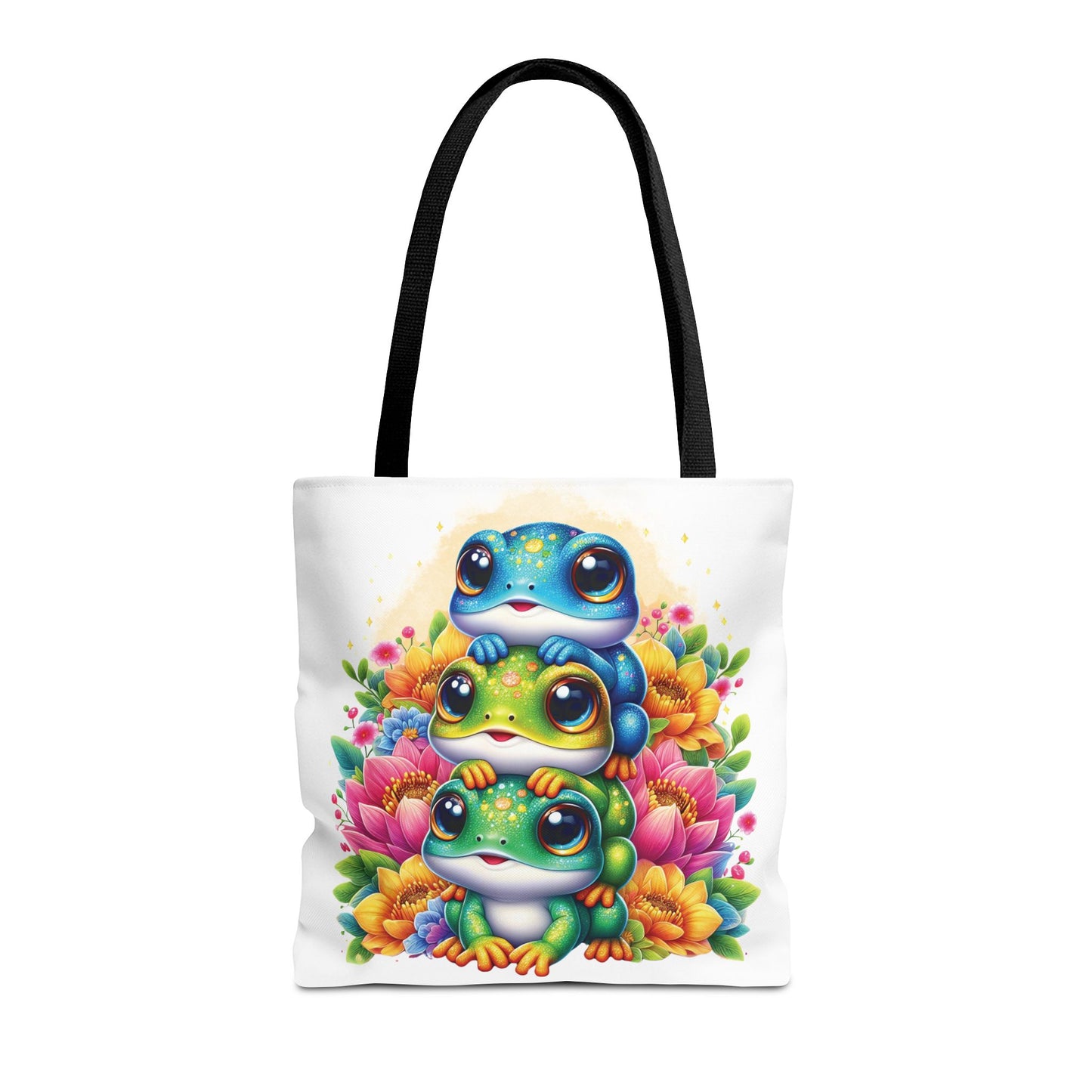 ๐ธ Stacked Frogs Floral Tote Bag โ Colorful Whimsy for Every Day ๐ธ๐
