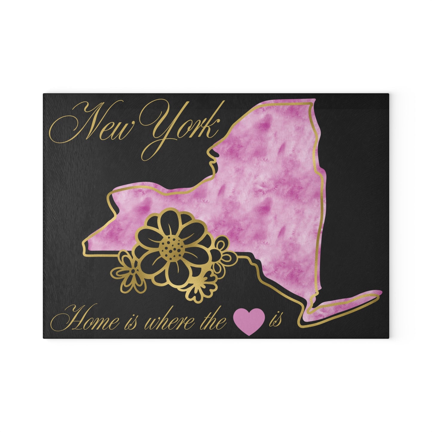 🗽 New York State Cutting Board – Elegant Watercolor Pride with Floral Flair