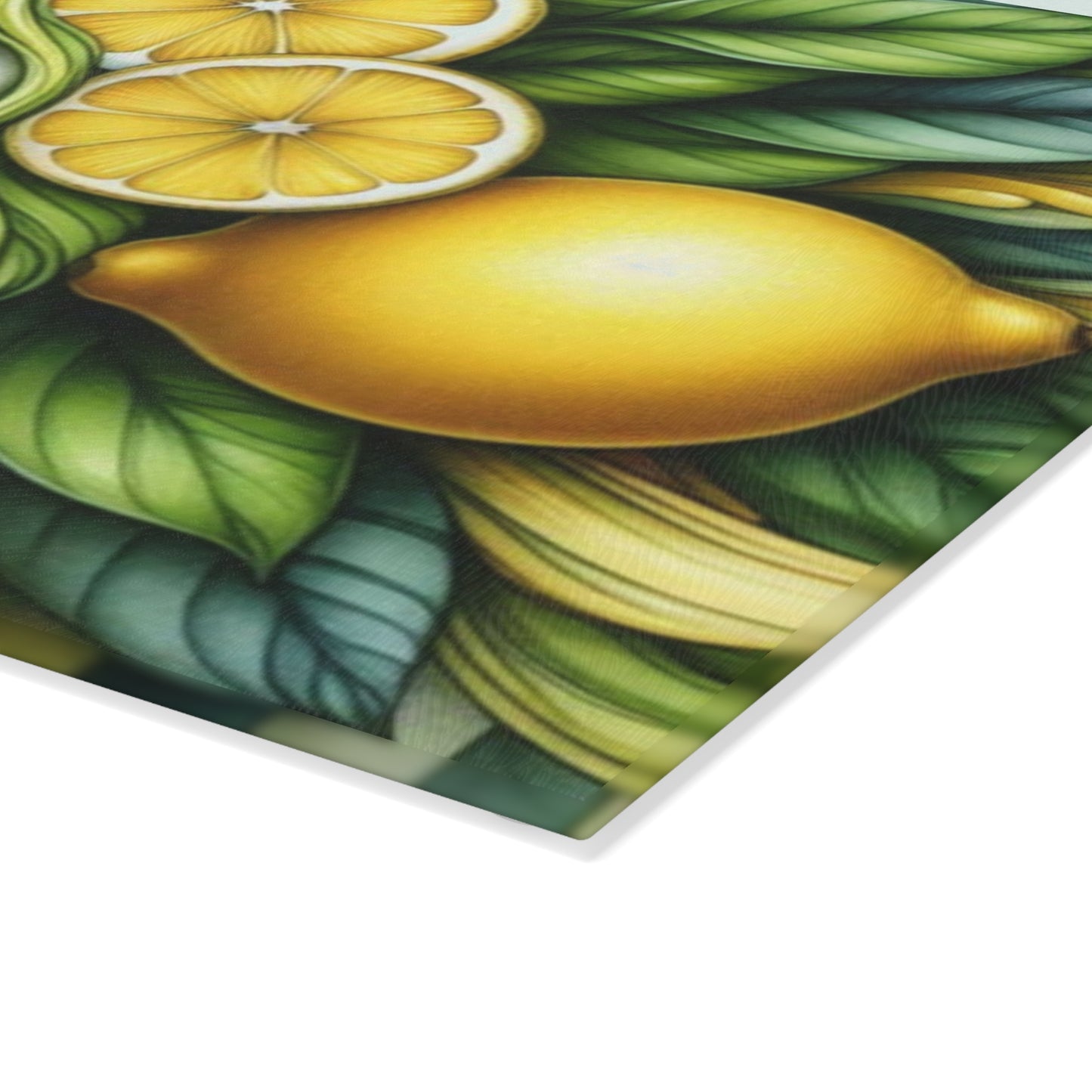Tabla de cortar de vidrio con diseño de diosa de limón y lima: audaz, hermosa y refrescantemente única
