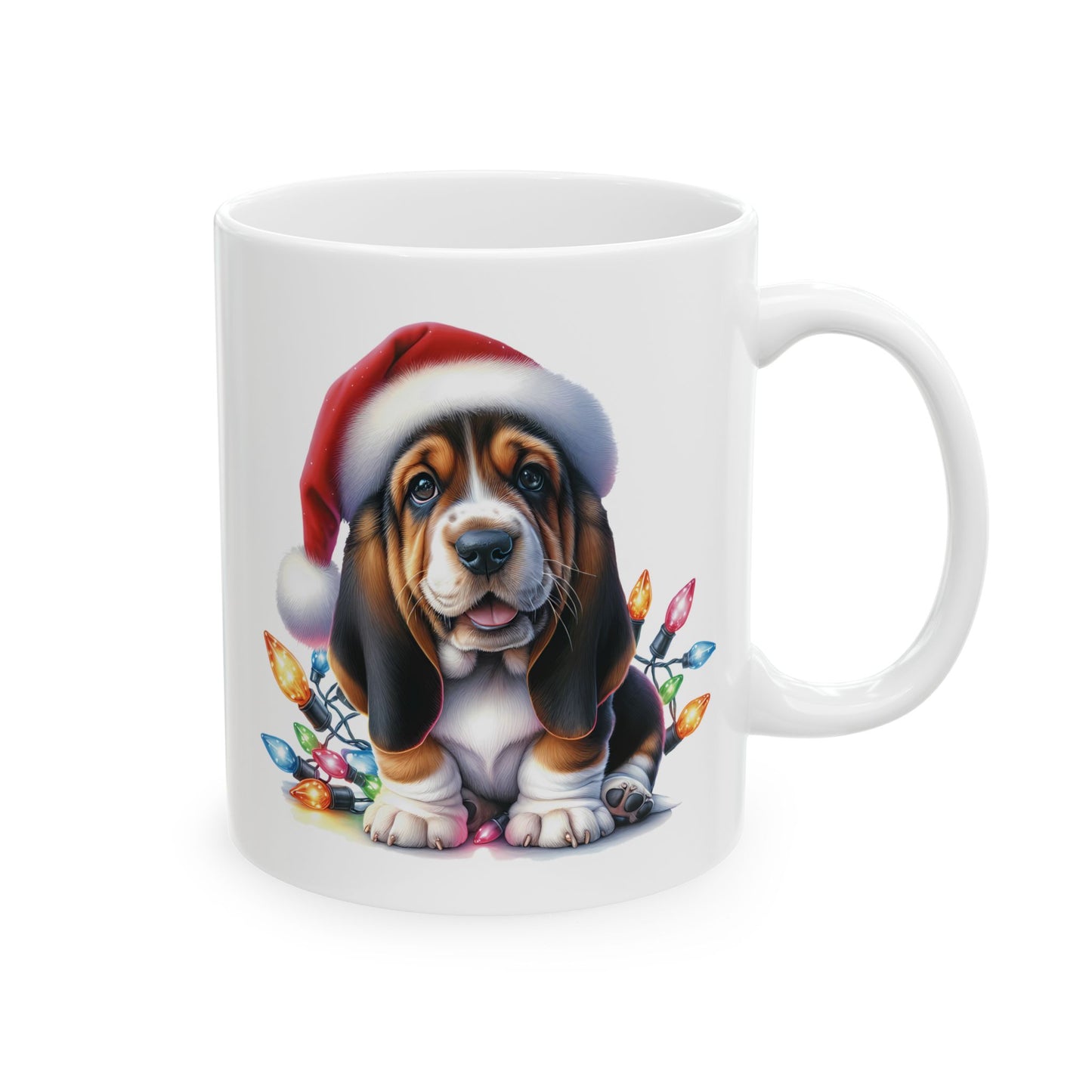 🎄 Basset Hound Christmas Mug – Festive Floppy Ears & Holiday Cheer 🐾