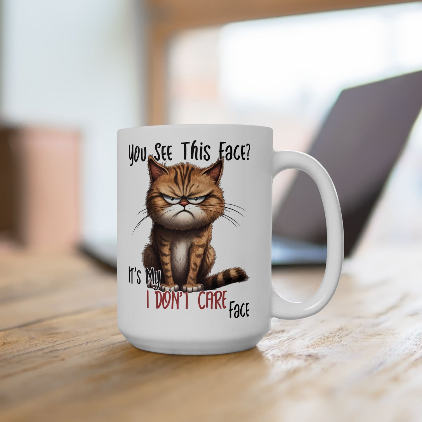 ¿Ves esta cara? – Taza de café "Me da igual" de Grouchy Cat ☕