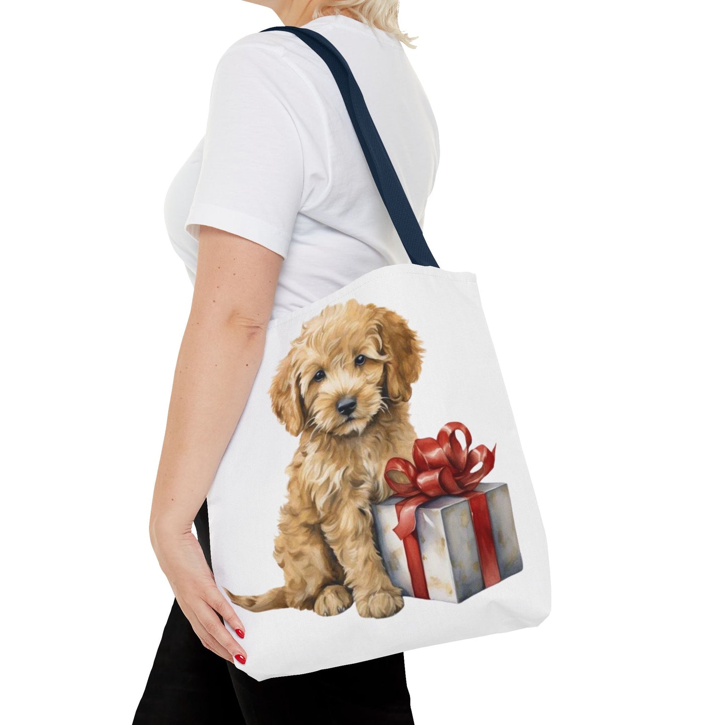 🎁 Goldendoodle Puppy Tote Bag – Sweet & Snuggly Holiday Charm for Dog Lovers 🐶