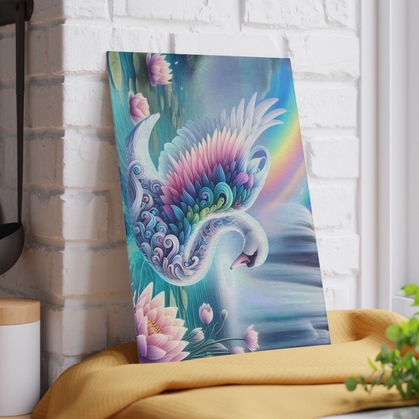 Tabla de cortar de vidrio con forma de cisne: elegante decoración de cocina | Tabla de servir de vidrio templado con un elegante diseño de pájaro