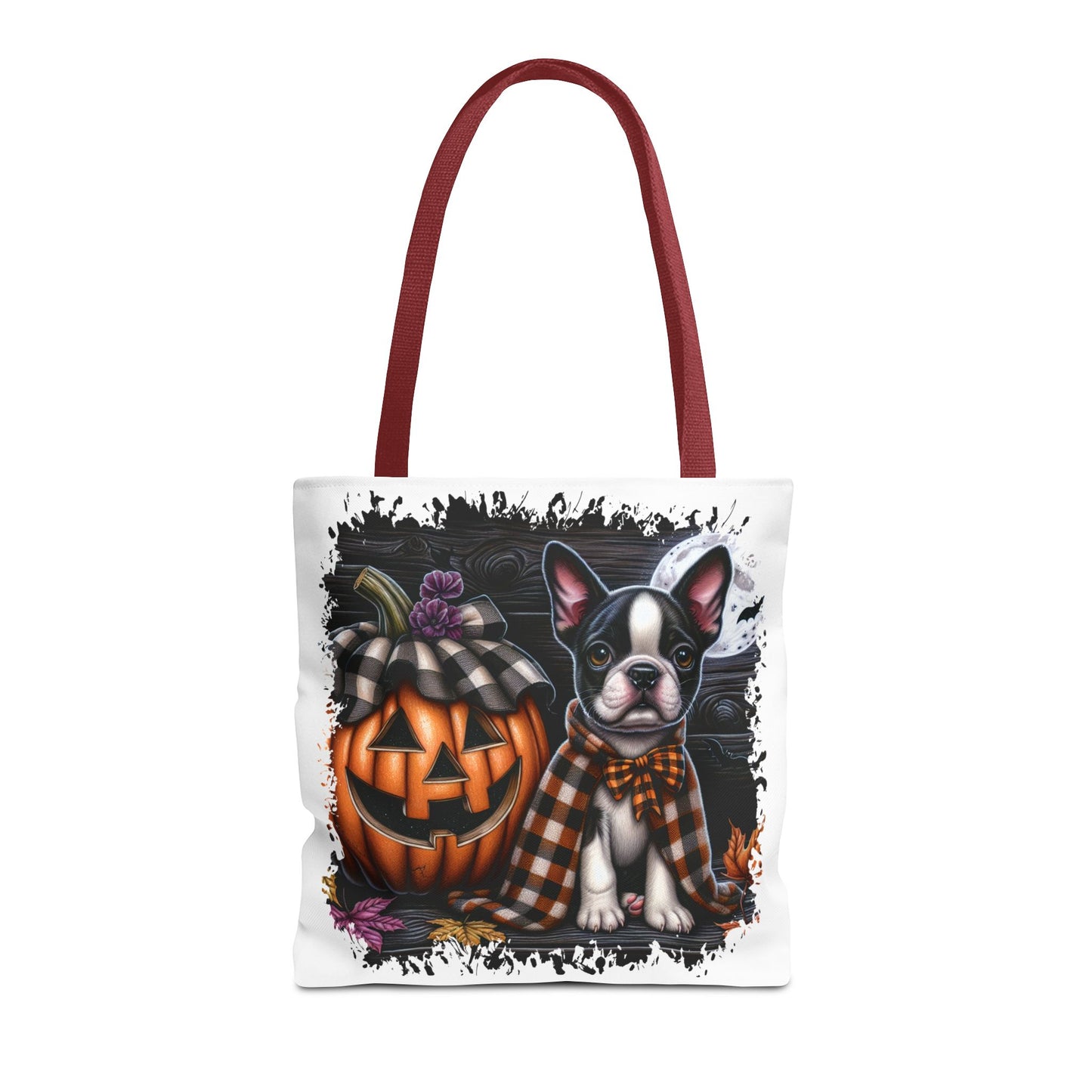 🎃 Boston Terrier Halloween Tote Bag – Spooky Cute with Plaid Style 🐾🖤👜