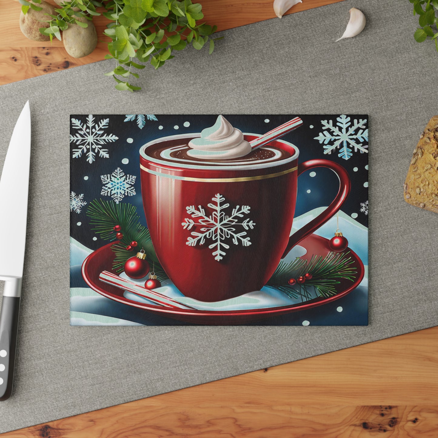 🎄 Holiday Cocoa Cutting Board – Festive Cheer for Your Holiday Table