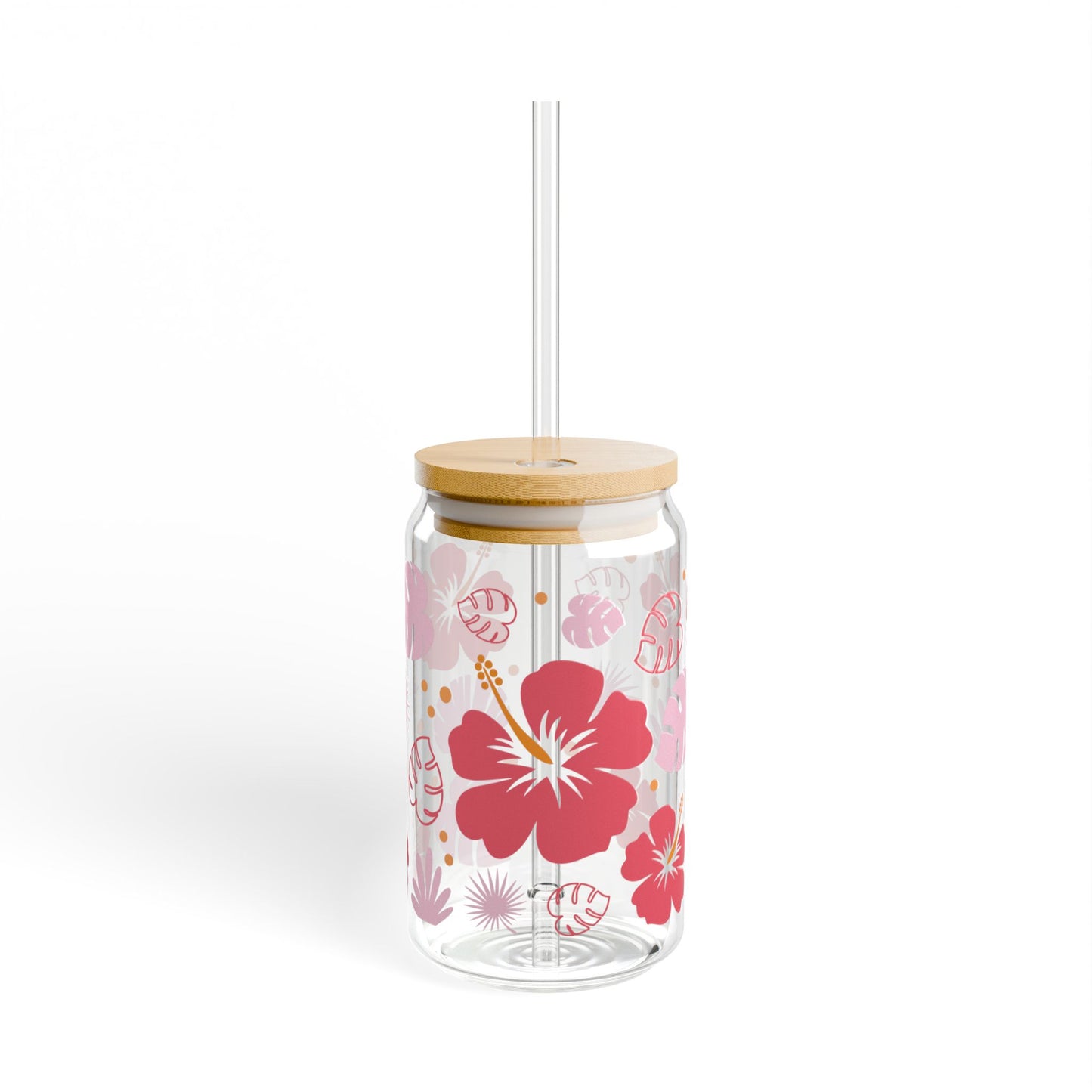 🌺 Tropical Hibiscus Sipper Glass – Aloha Vibes in Every Sip 🌴