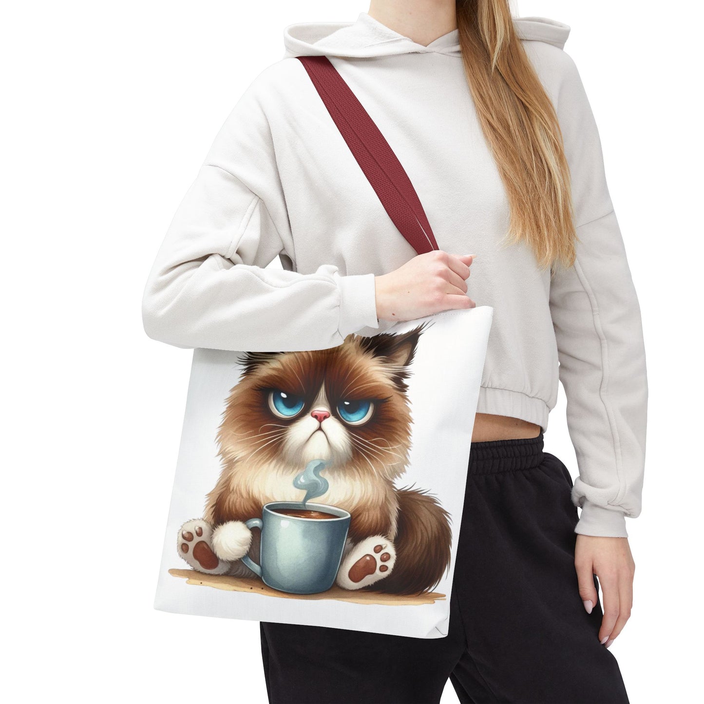 Bolsa de mano personalizada de Grumpy Cat con nombre personalizado: regalo divertido y sarcástico para amantes de los gatos. Bolsa única y práctica para uso diario. Bolsa de mano de Grumpy Cat: perfecta para amantes de los gatos y almas sarcásticas.