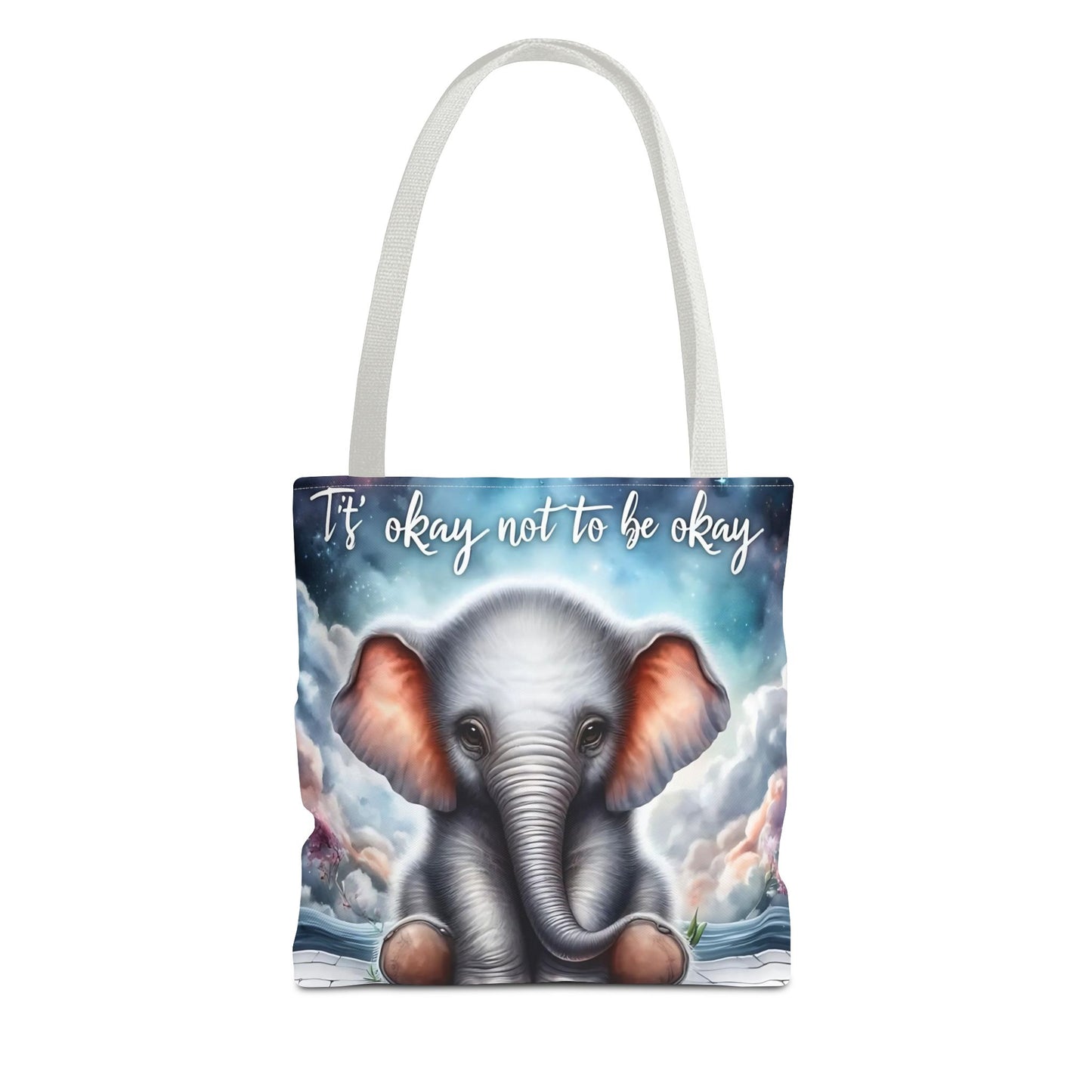 Bolsa de mano con elefante “Está bien no estar bien”: un suave recordatorio con un diseño delicado y caprichoso.