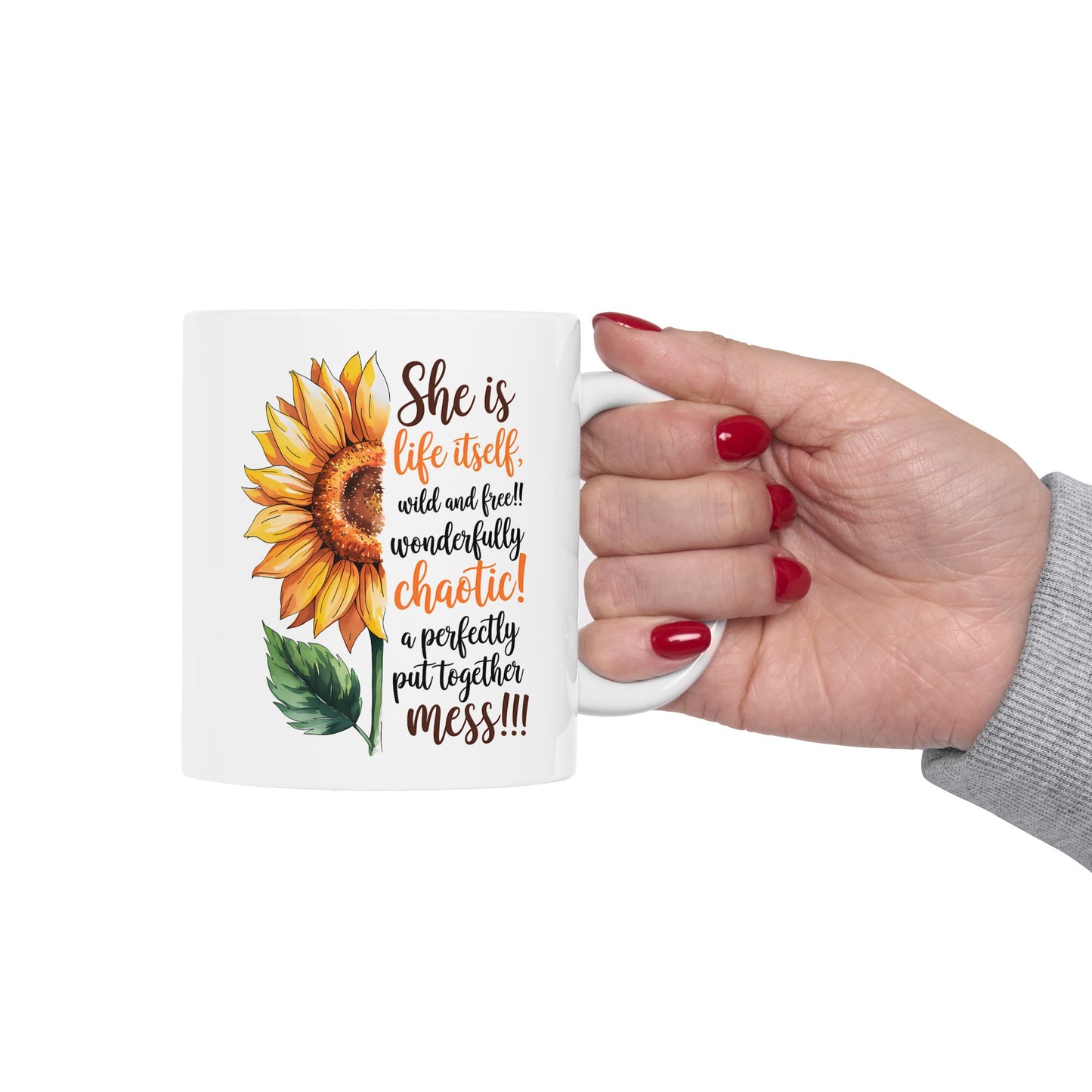 Taza Girasol “Ella es la Vida Misma, Salvaje y Libre” 🌼