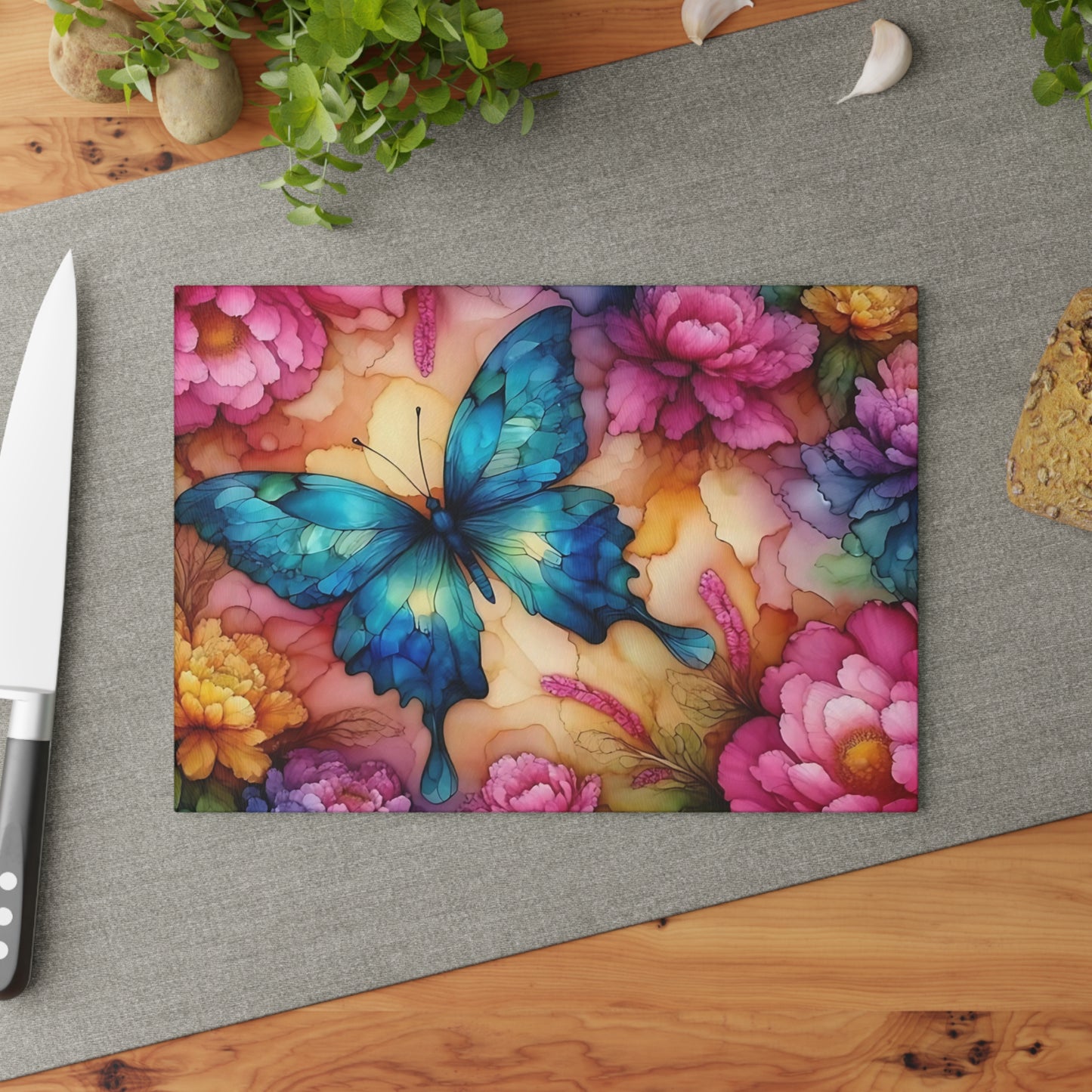 🦋 Blooming Butterfly Cutting Board – Graceful Floral Elegance for Your Kitchen