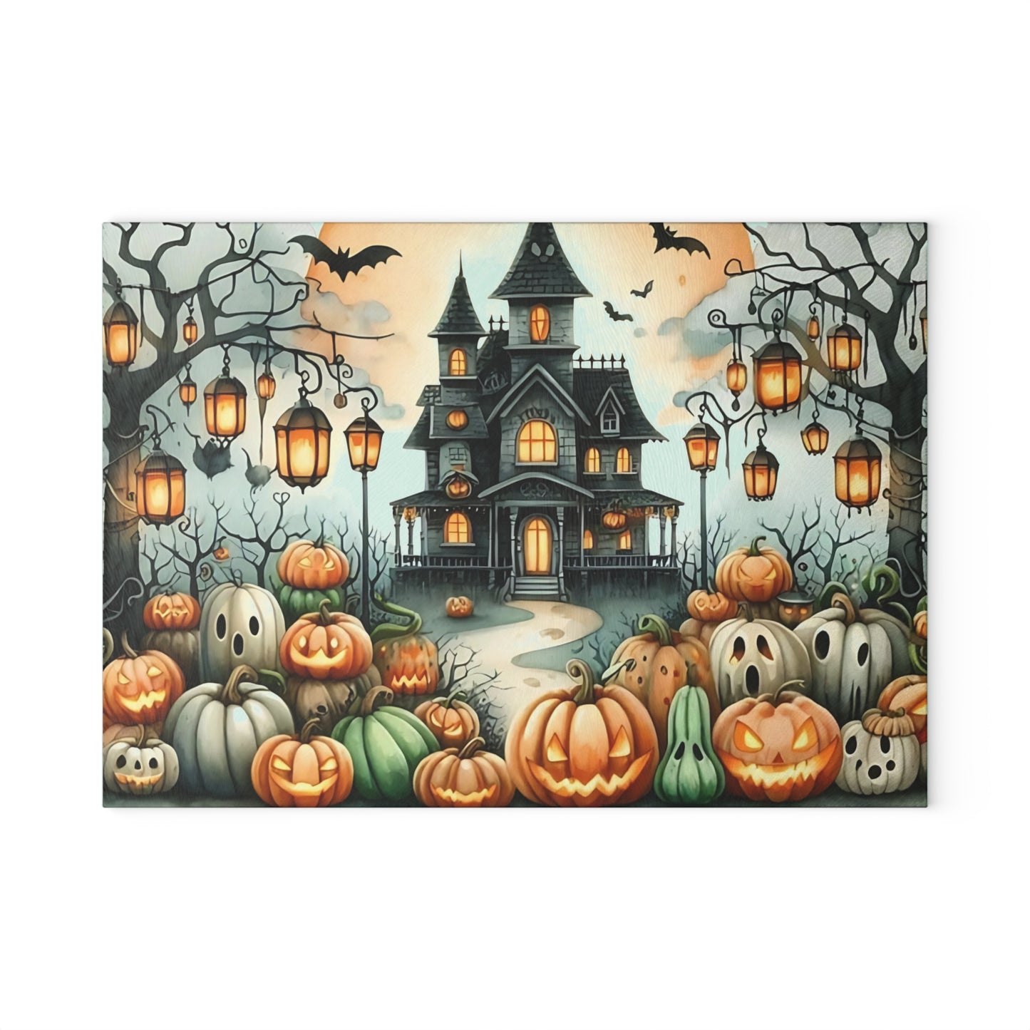 🎃👻 Haunted Halloween Mansion Cutting Board – Spooky Elegance for Your Kitchen 👻🎃
